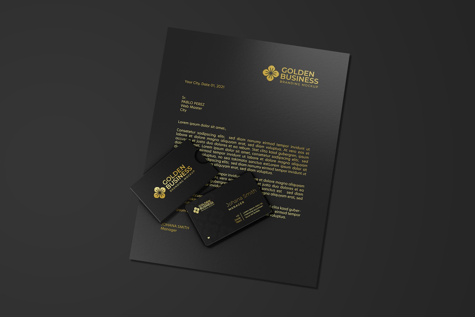 Luxury Business Card Holder Mockup, with Letterhead