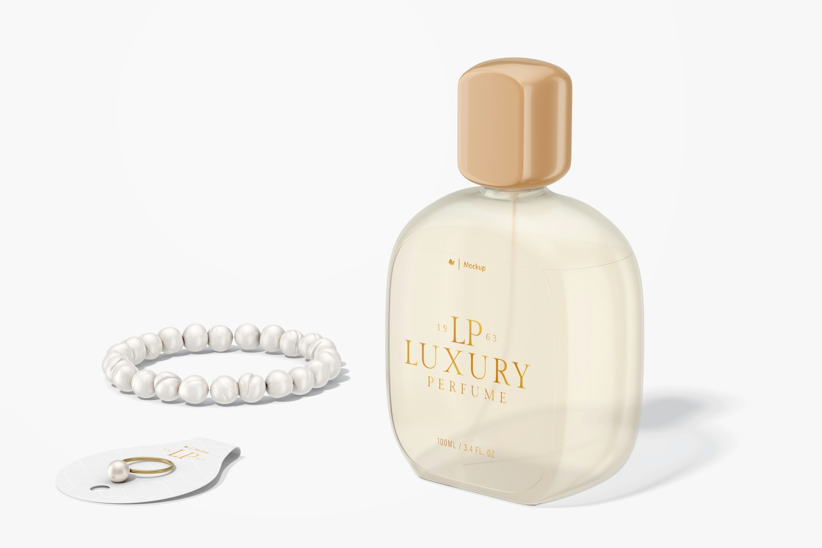 Oval Luxury Perfume Bottle Mockup, Left View