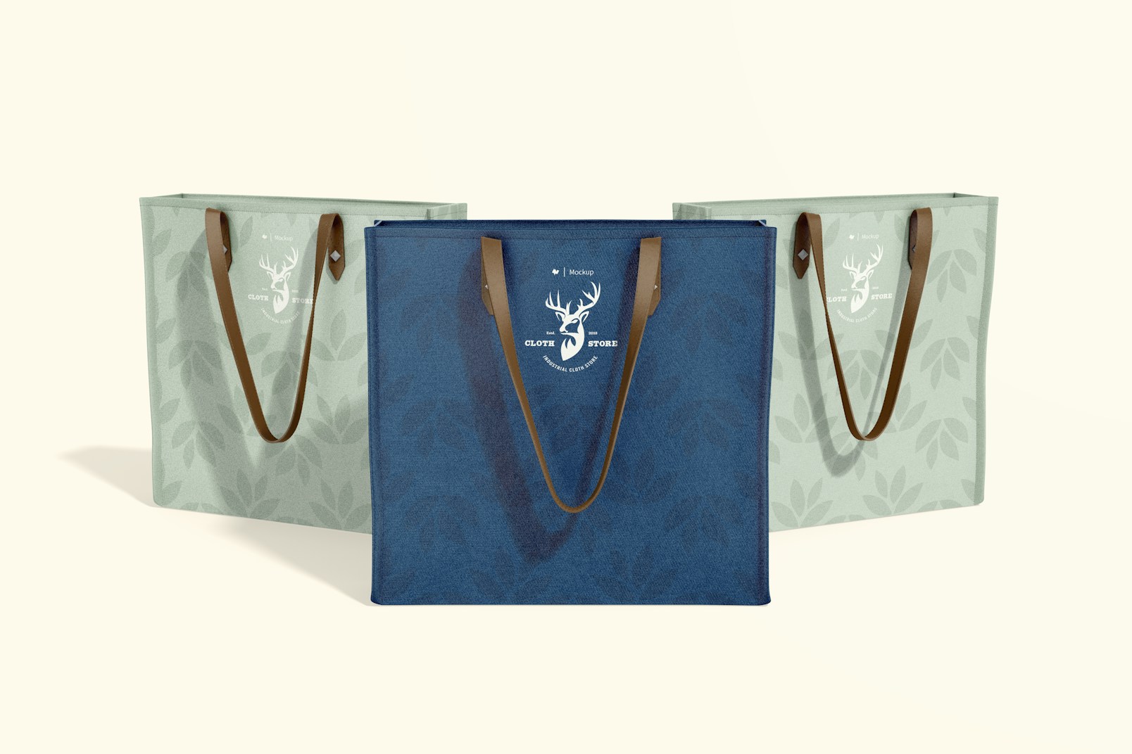 Tote Bags with Leather Handle Mockup