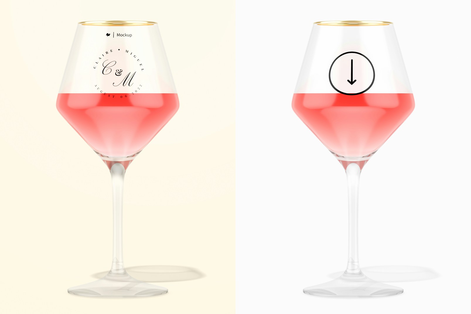 Angled Wine Cup Mockup, Front  View