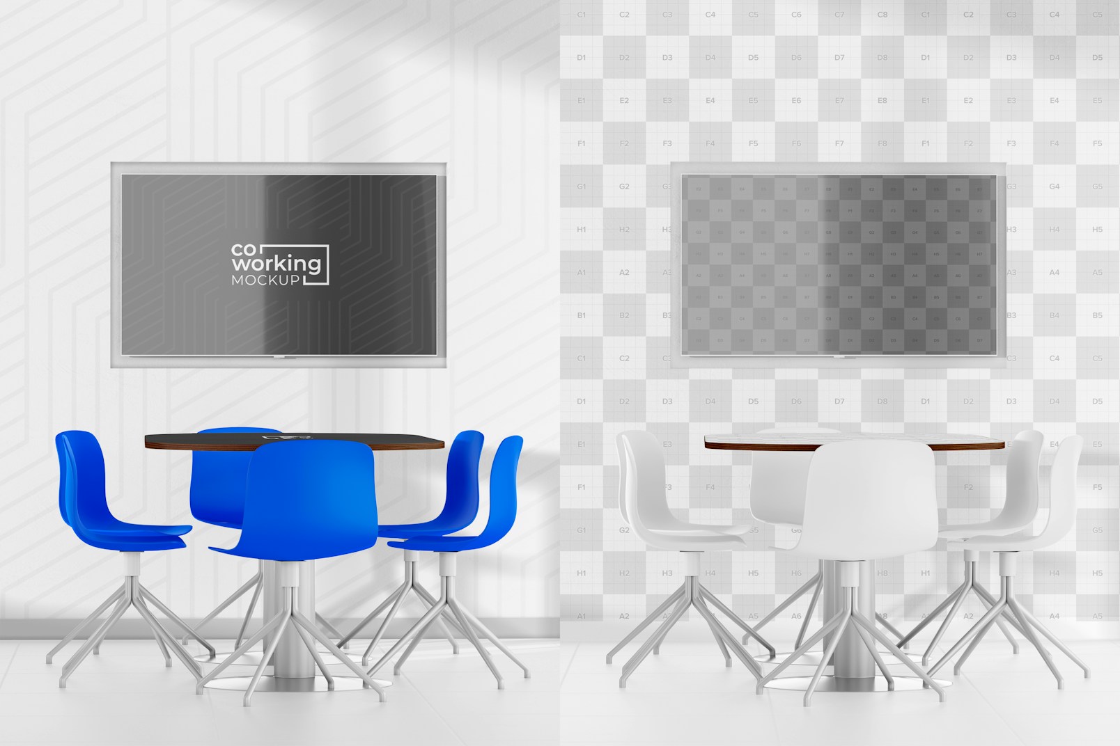 Coworking Meeting Room Mockup, with TV