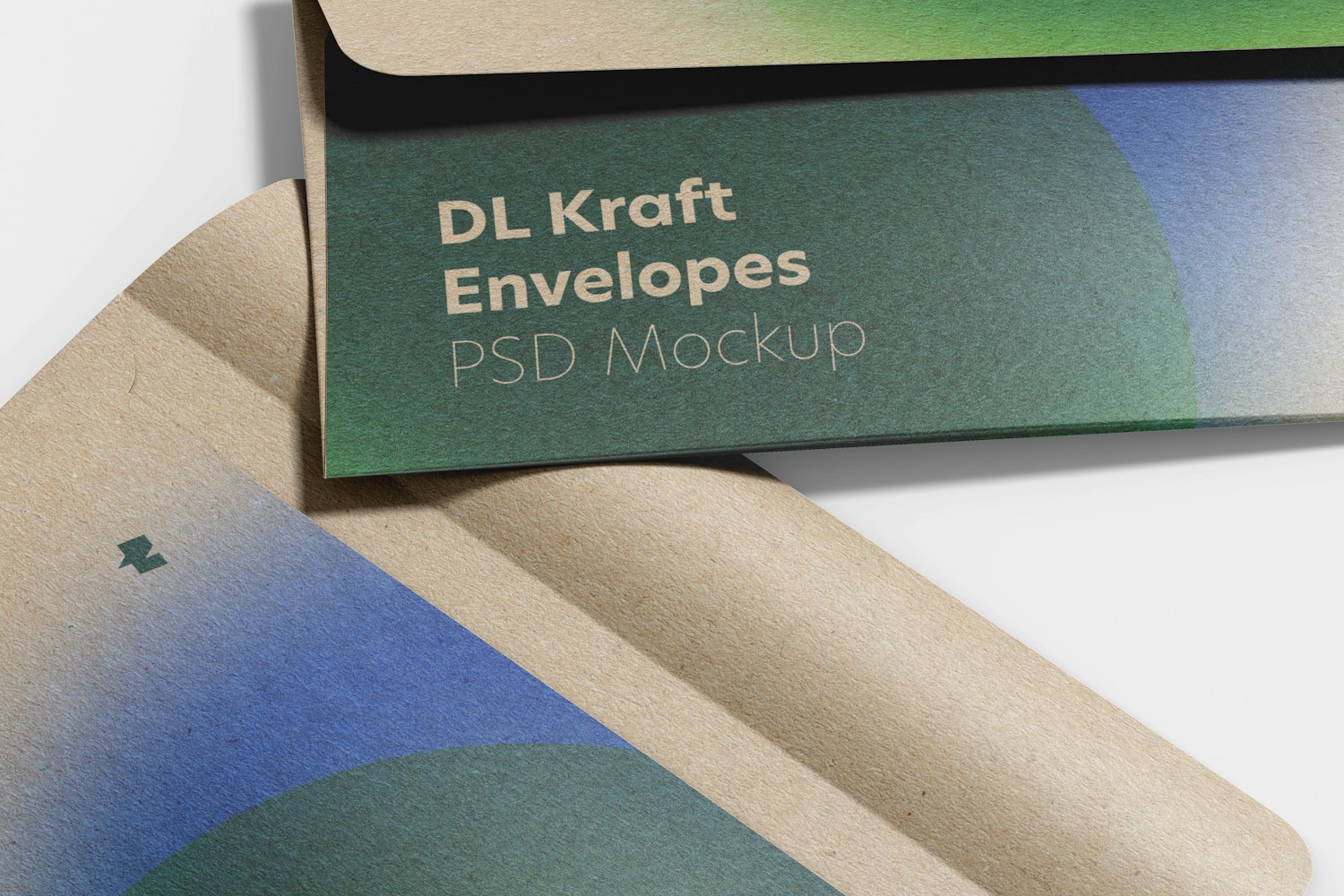 DL Kraft Envelopes Mockup, Close-Up