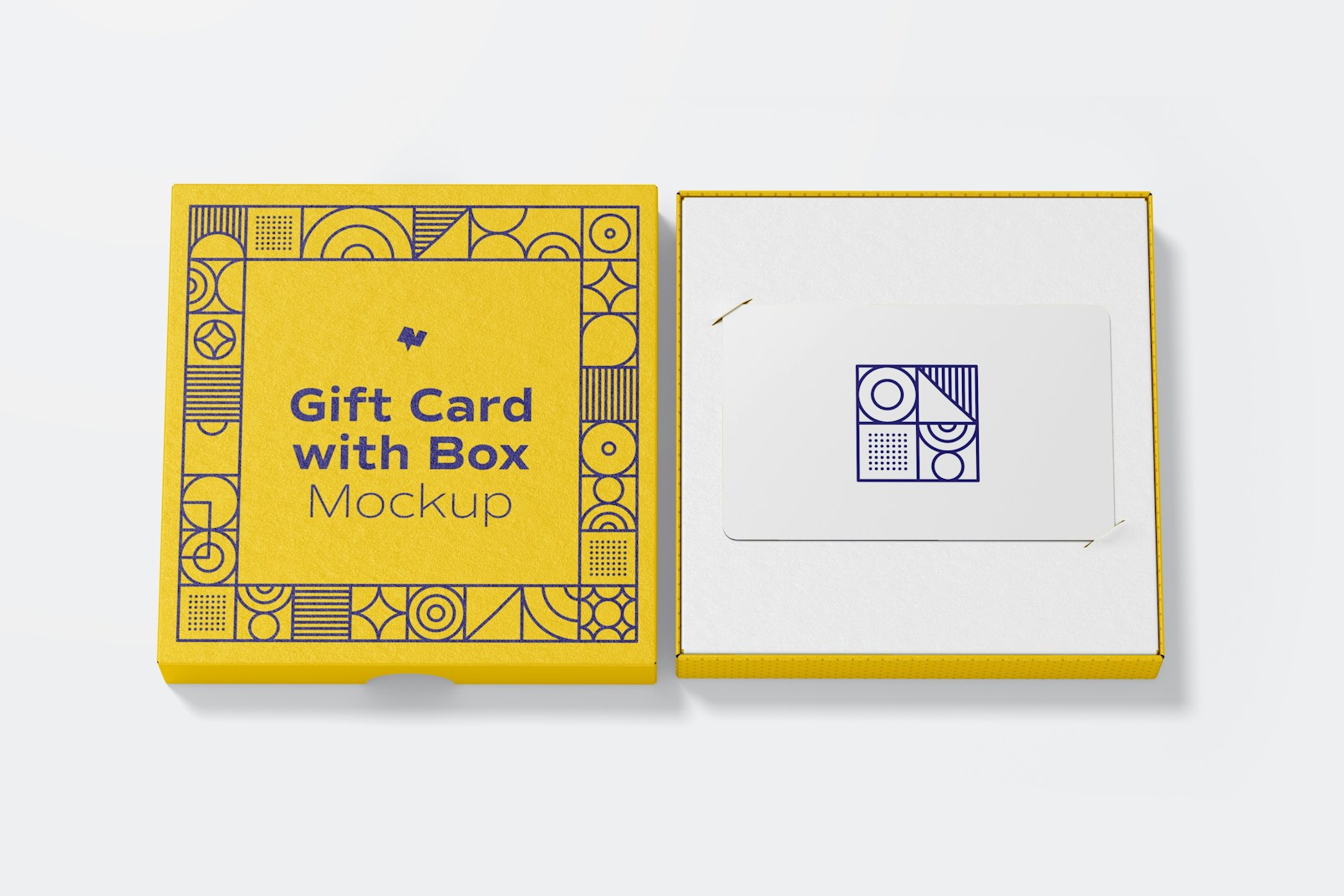 Gift Card with Box Mockup, Top View