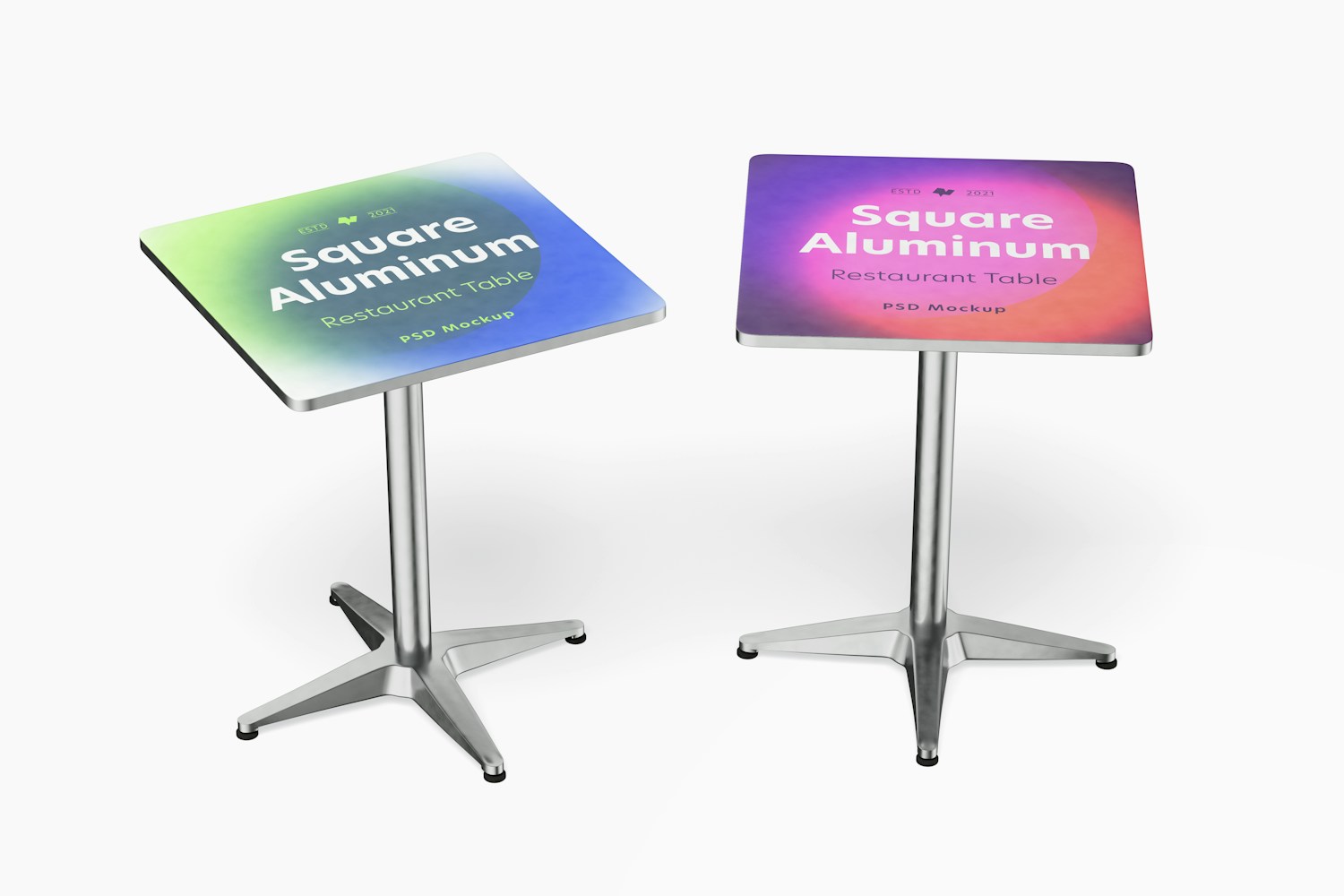 Square Aluminum Restaurant Tables Mockup Square Aluminum Restaurant Tables Mockup