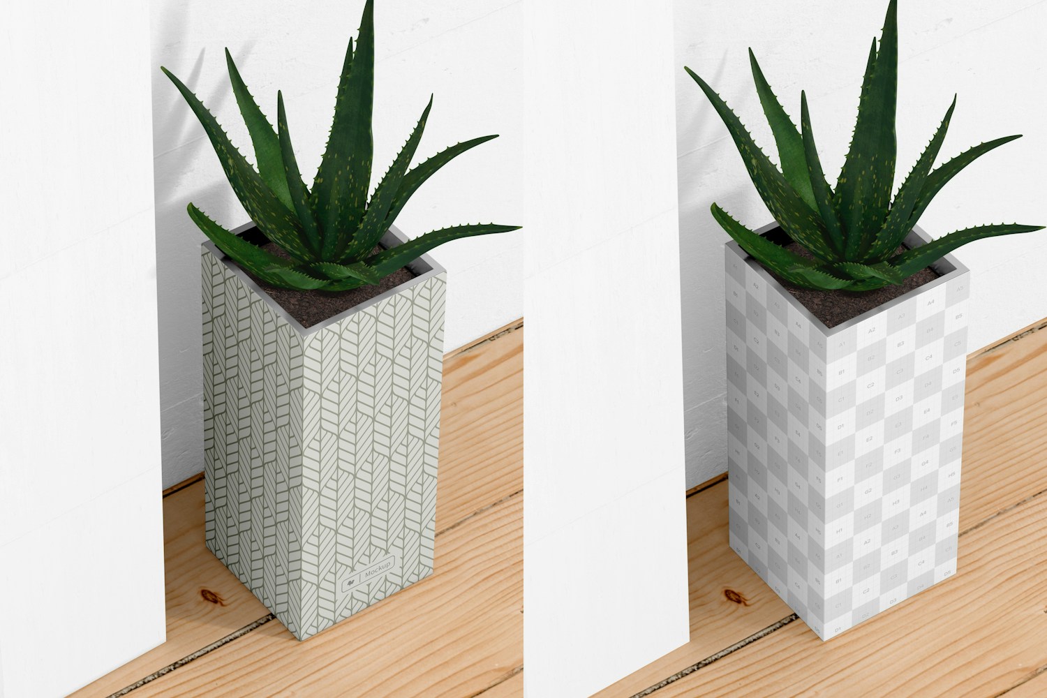 Steel Tall Planter Mockup, Perspective Steel Tall Planter Mockup, Perspective