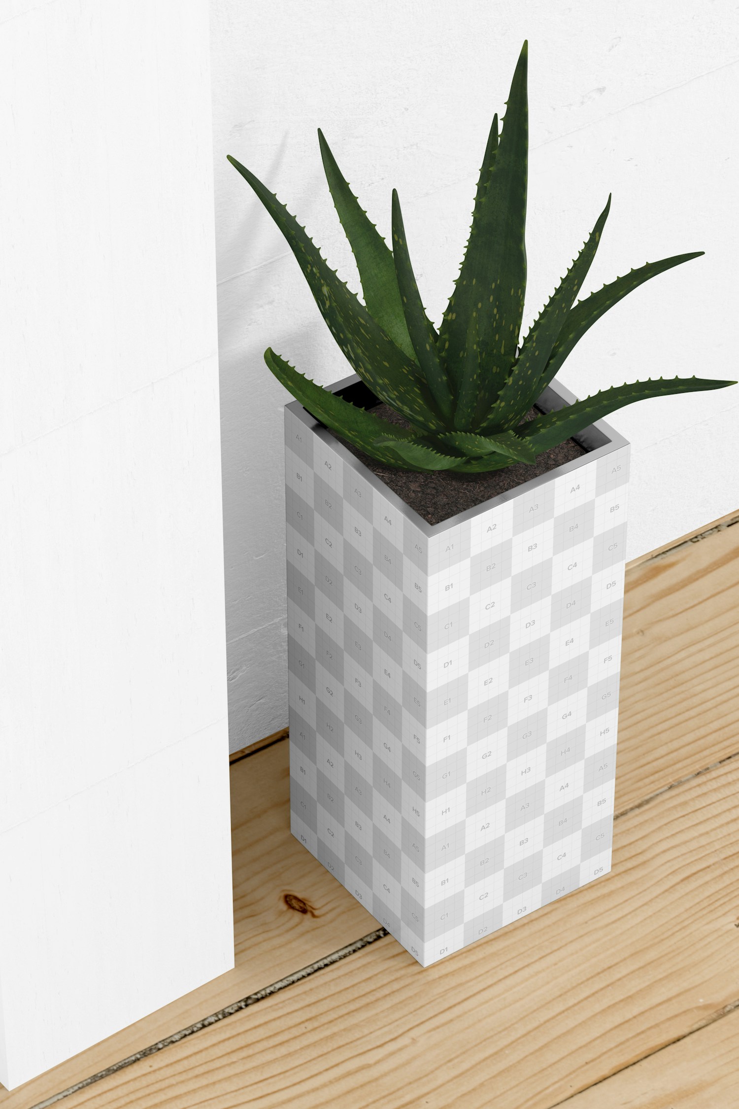 Steel Tall Planter Mockup, Perspective