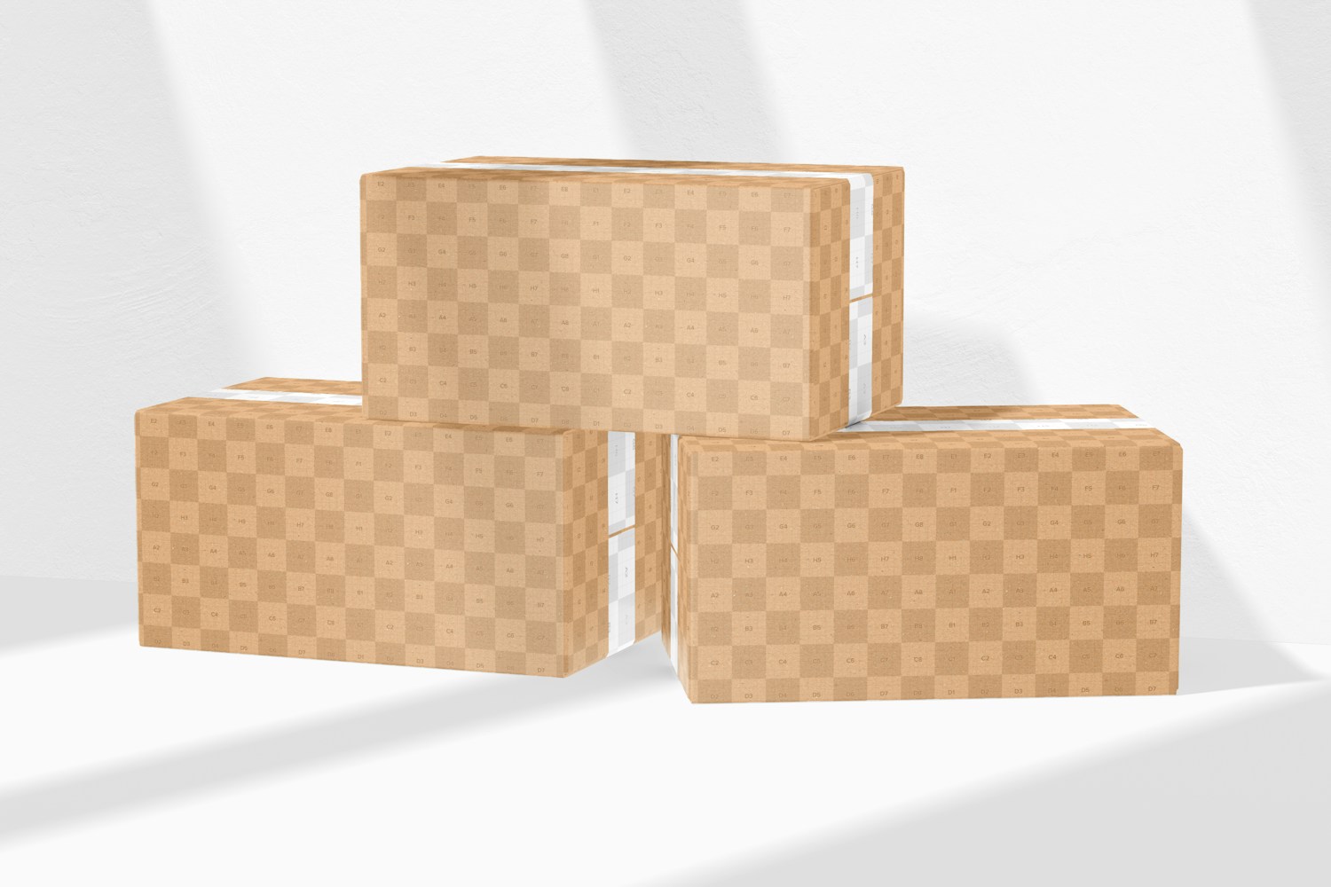 Cardboard Boxes Mockup, Stacked
