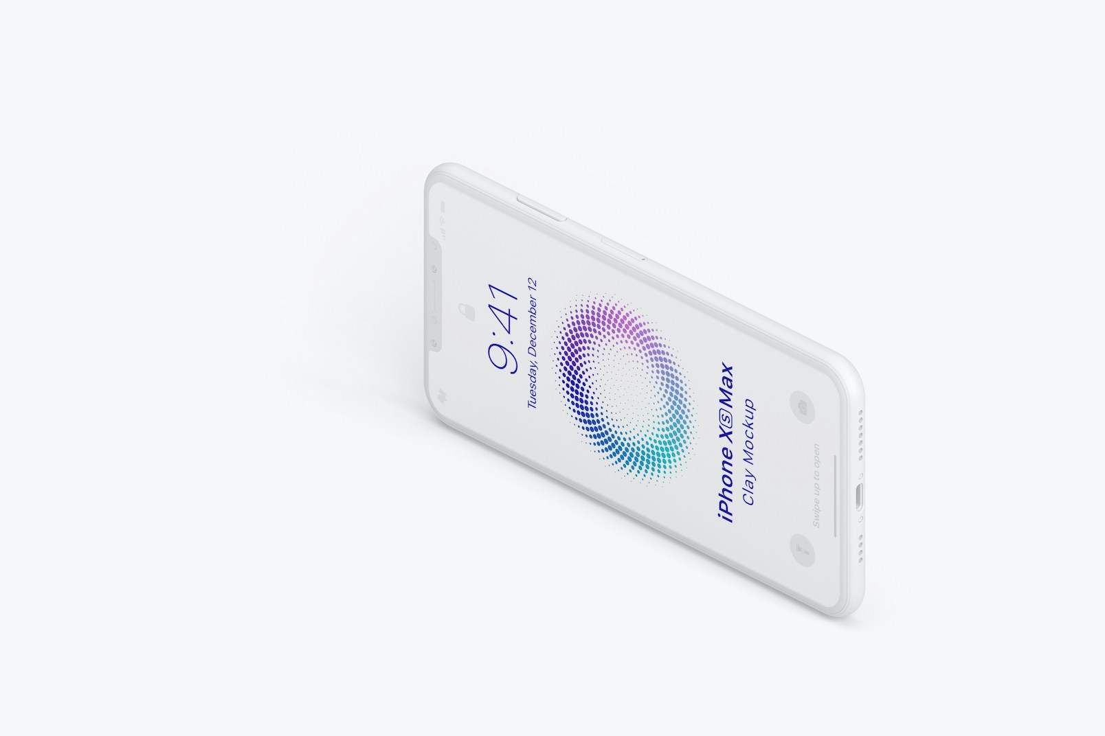 Isometric Clay iPhone XS Max Mockup, Right View 03