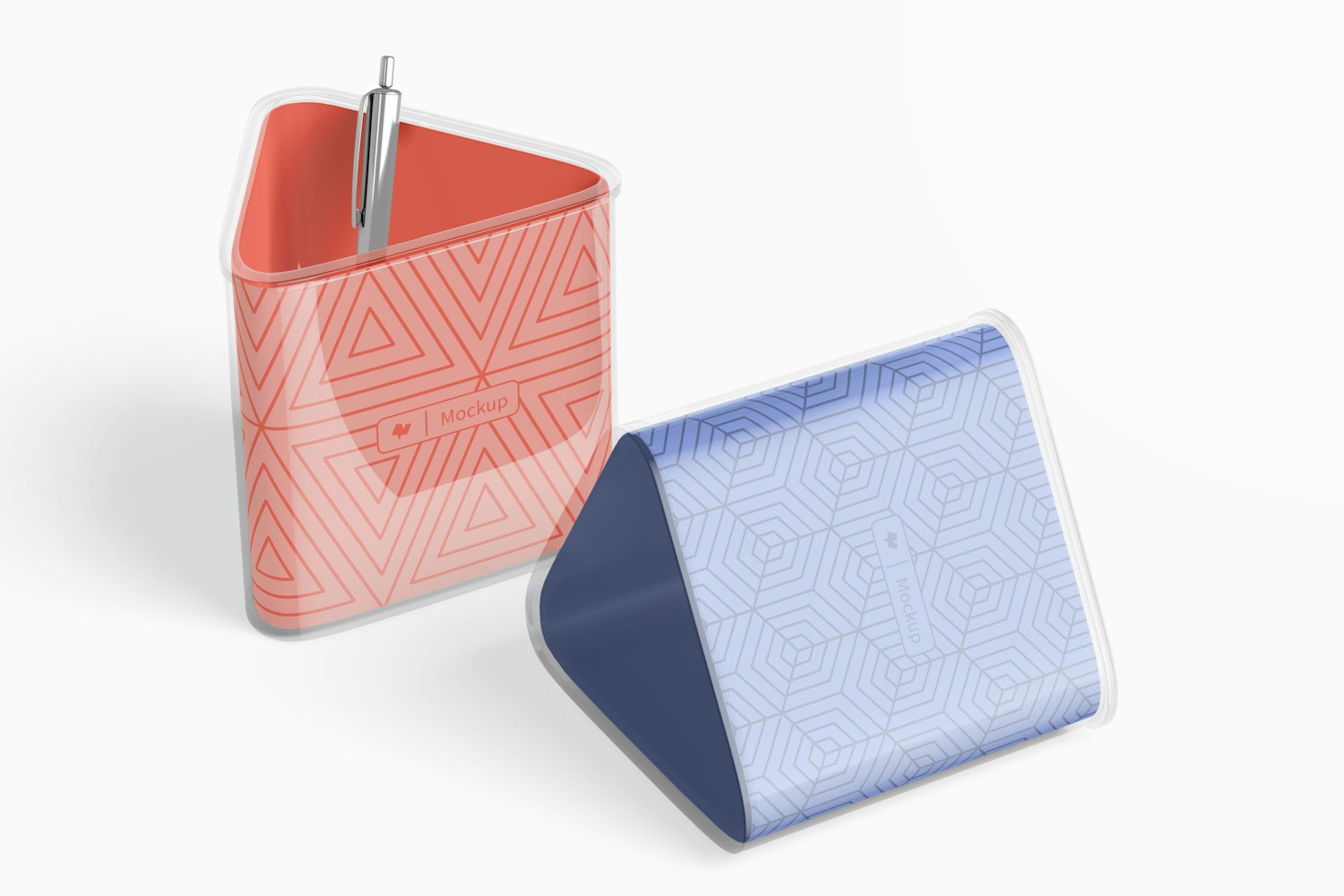 Triangle Pen Holders Mockup, Perspective