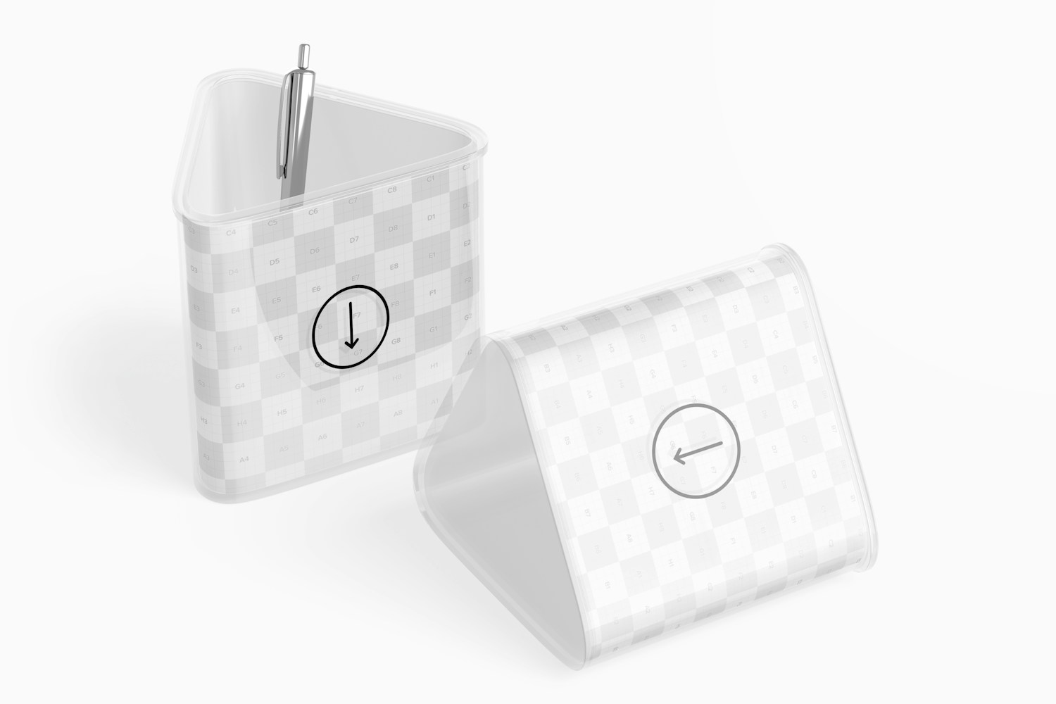 Triangle Pen Holders Mockup, Perspective