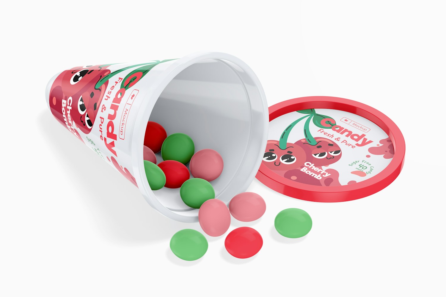 Pyramid Candy Packaging Mockup, Opened