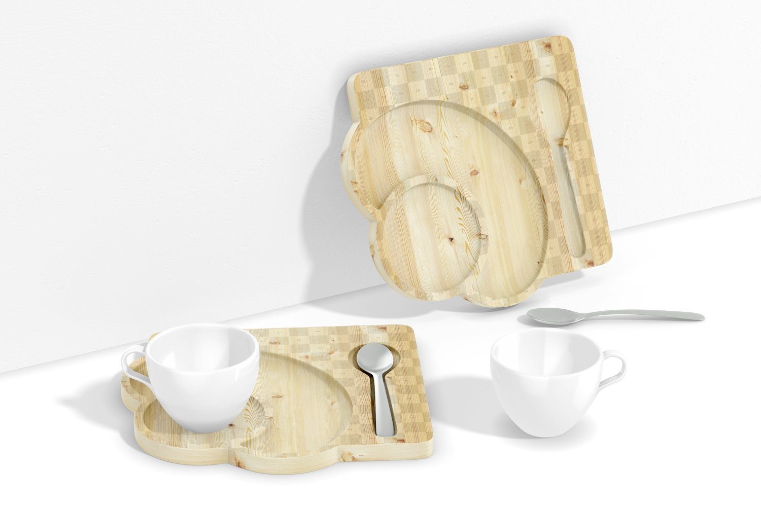 Coffee Serving Trays Mockup, Leaned