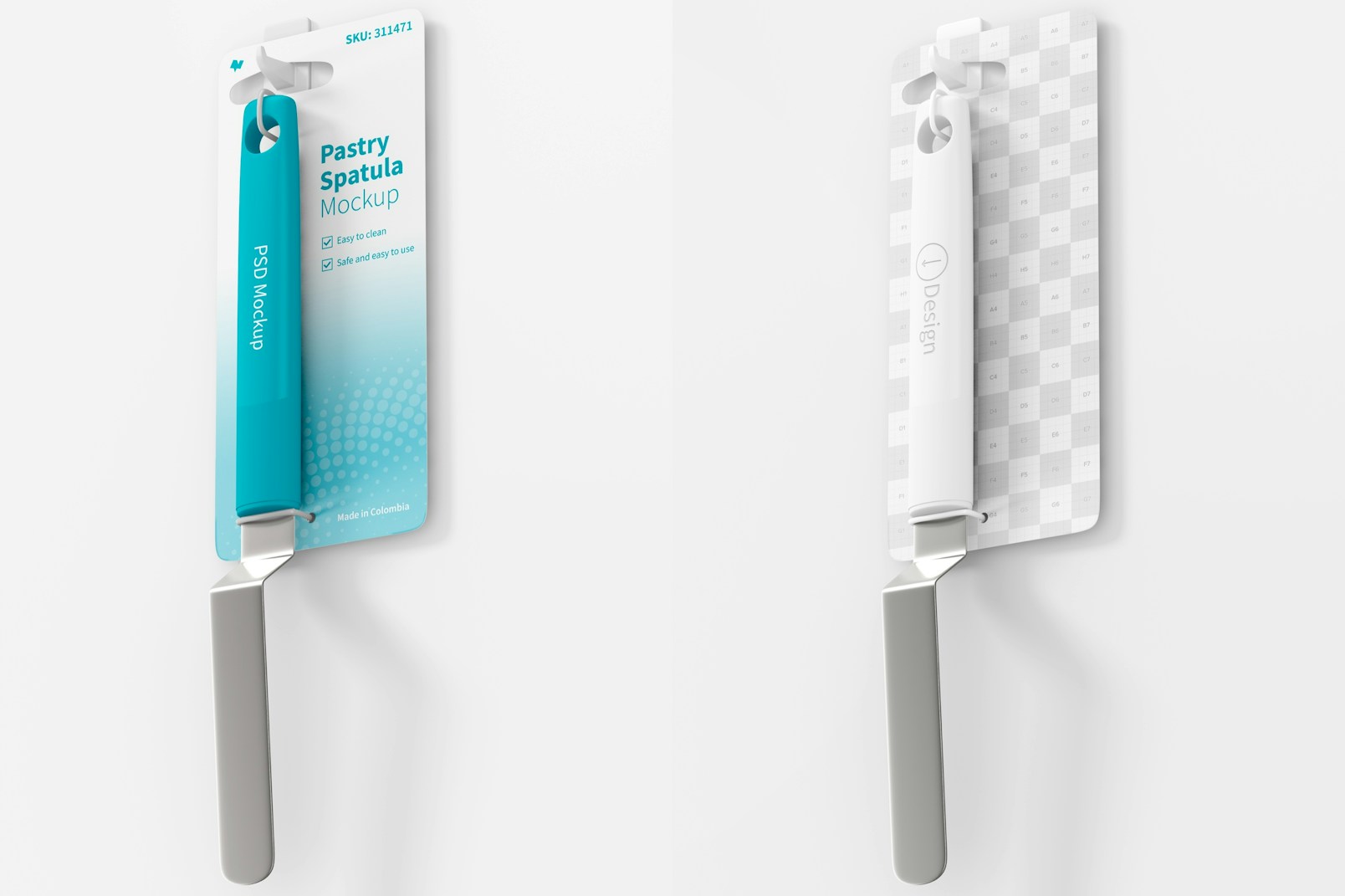 Pastry Spatulas on Blister Mockup, Left View