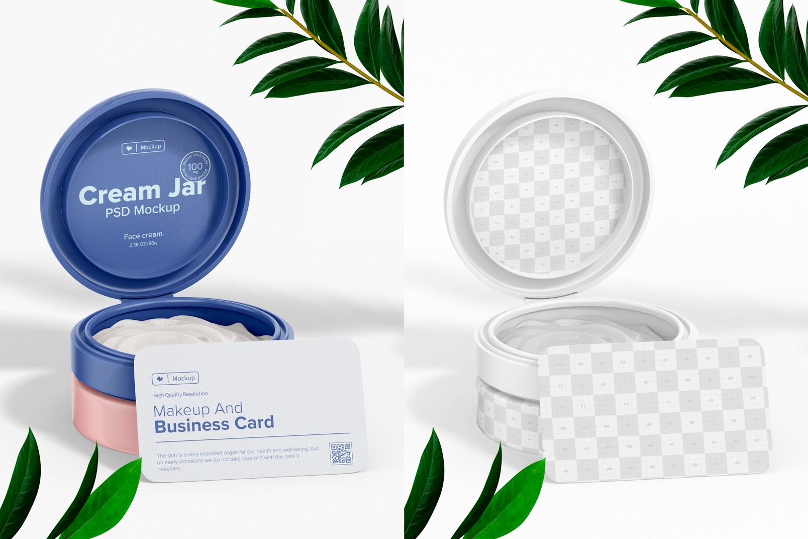 Makeup and Business Card Scene Mockup, Left View