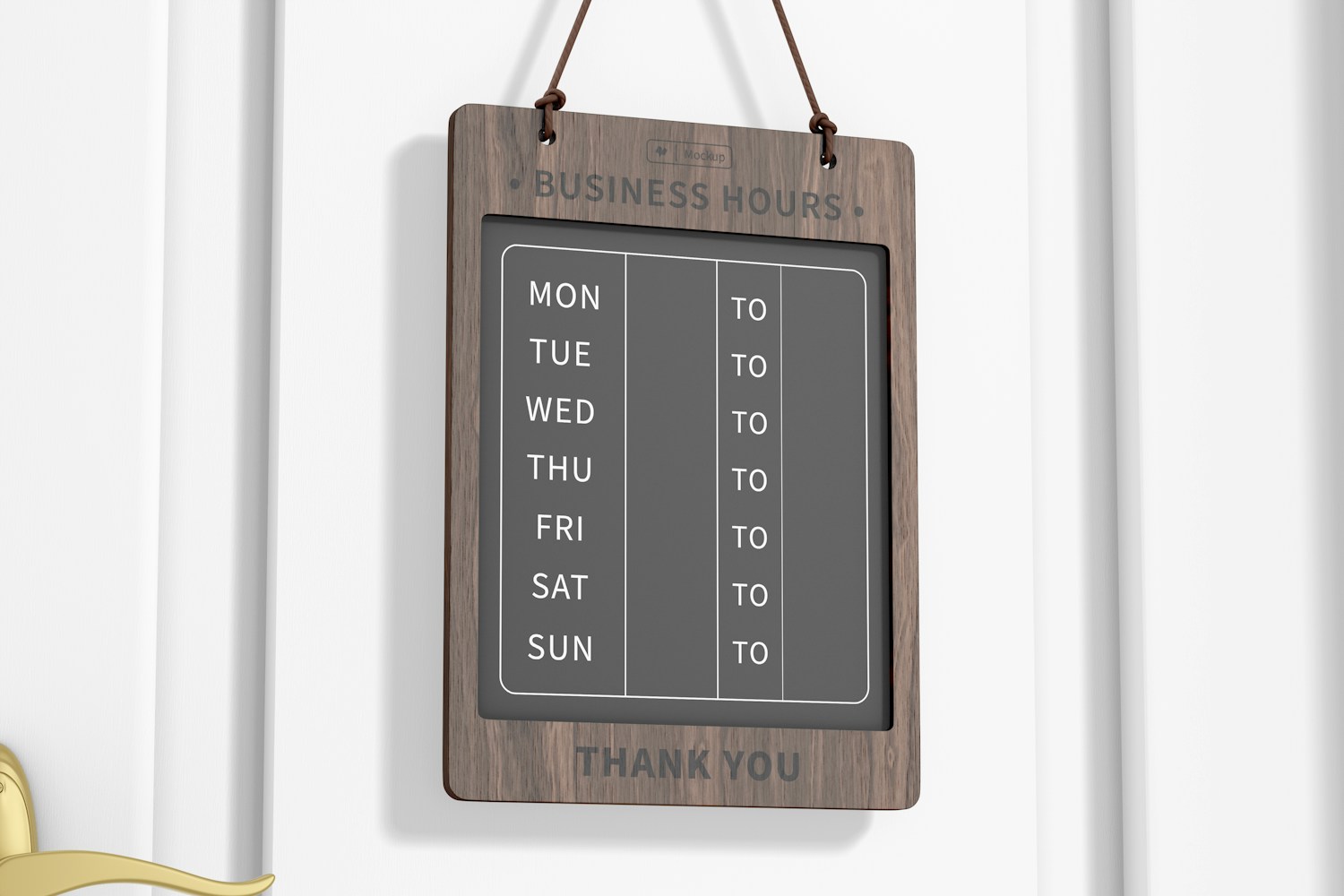 Business Hours Board Mockup, Low Angle View
