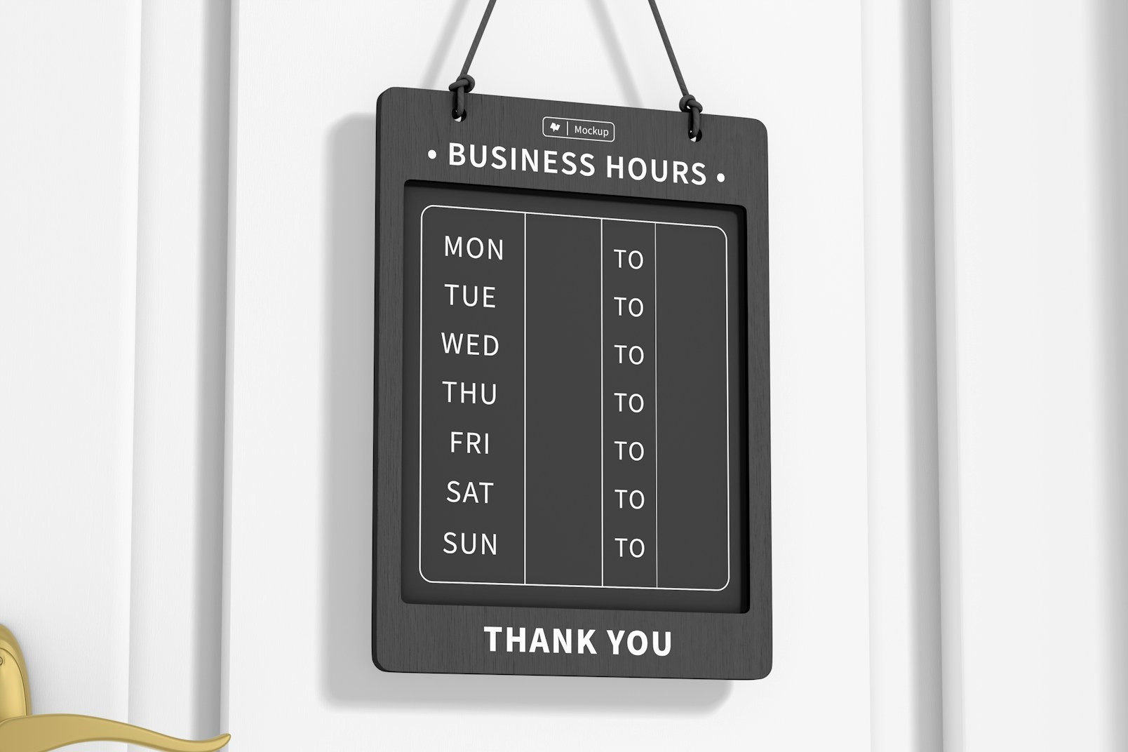 Business Hours Board Mockup, Low Angle View