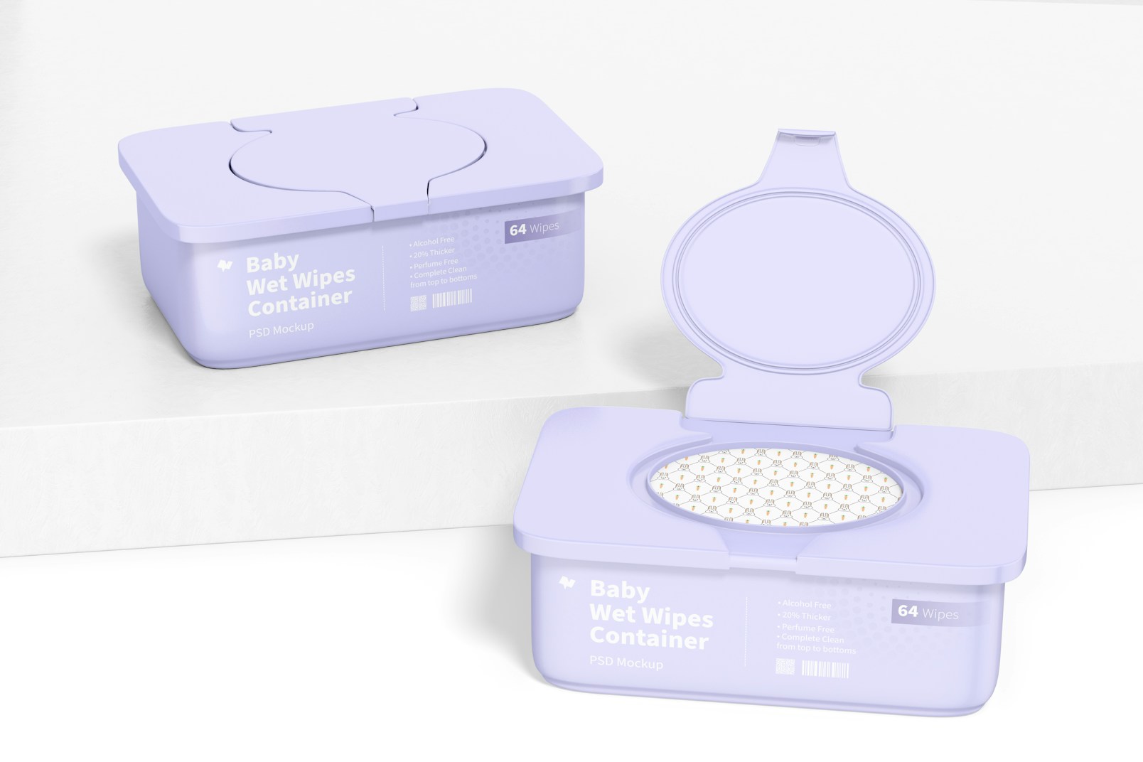 Baby Wet Wipes Containers Mockup, Perspective