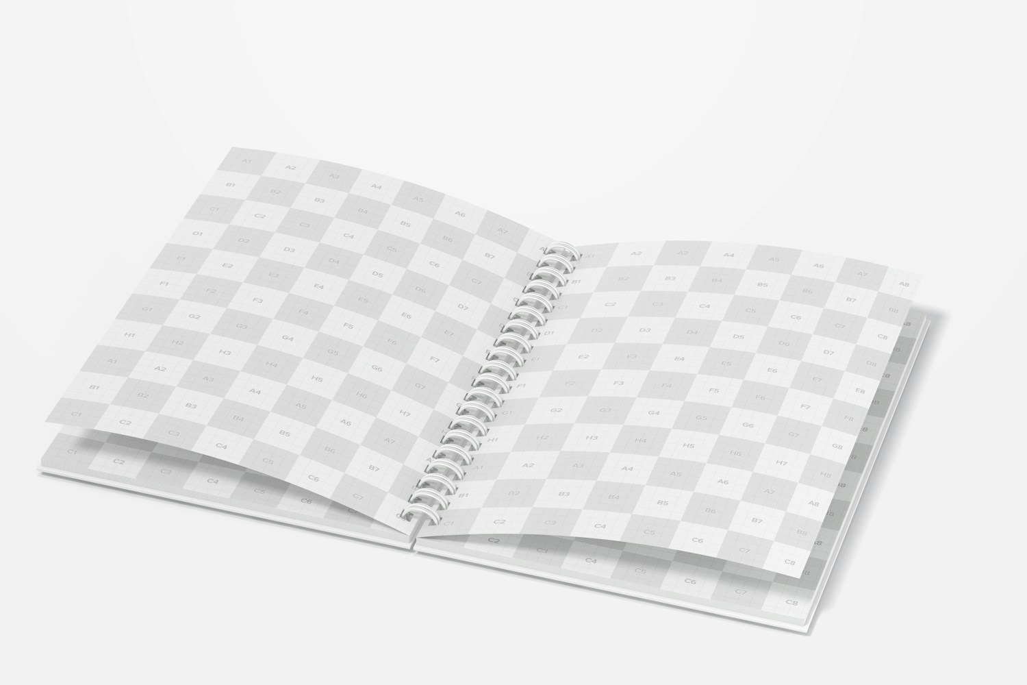 Plastic Cover Wire Bound Notepad Mockup, Opened