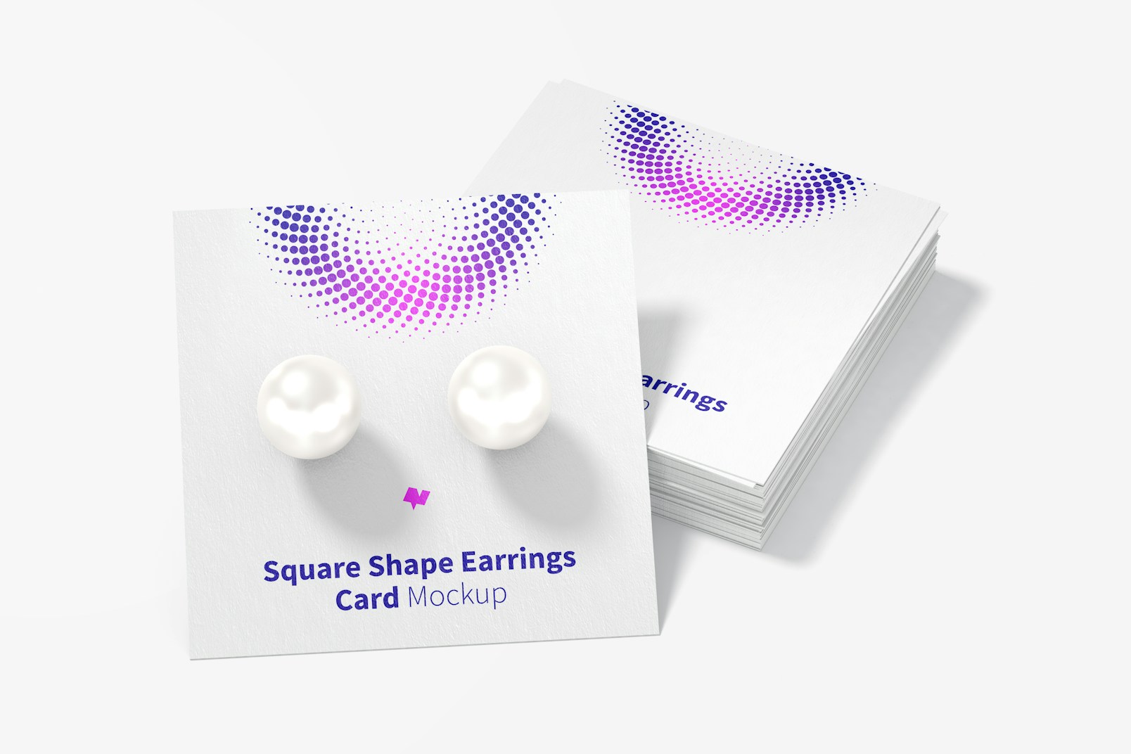 Square Shape Earrings Card Mockup, Stacked Set