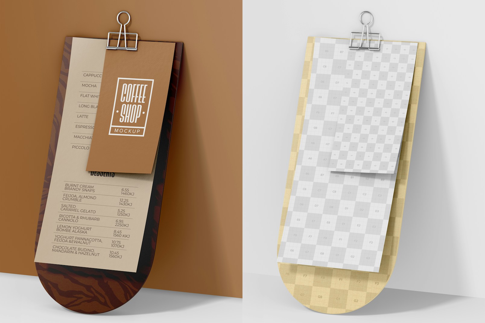 Menu with Clip Mockup, Leaned