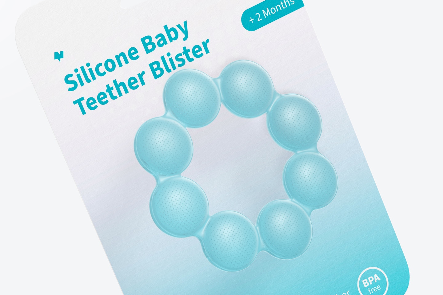 Silicone Baby Teether Blister Mockup, Close-Up