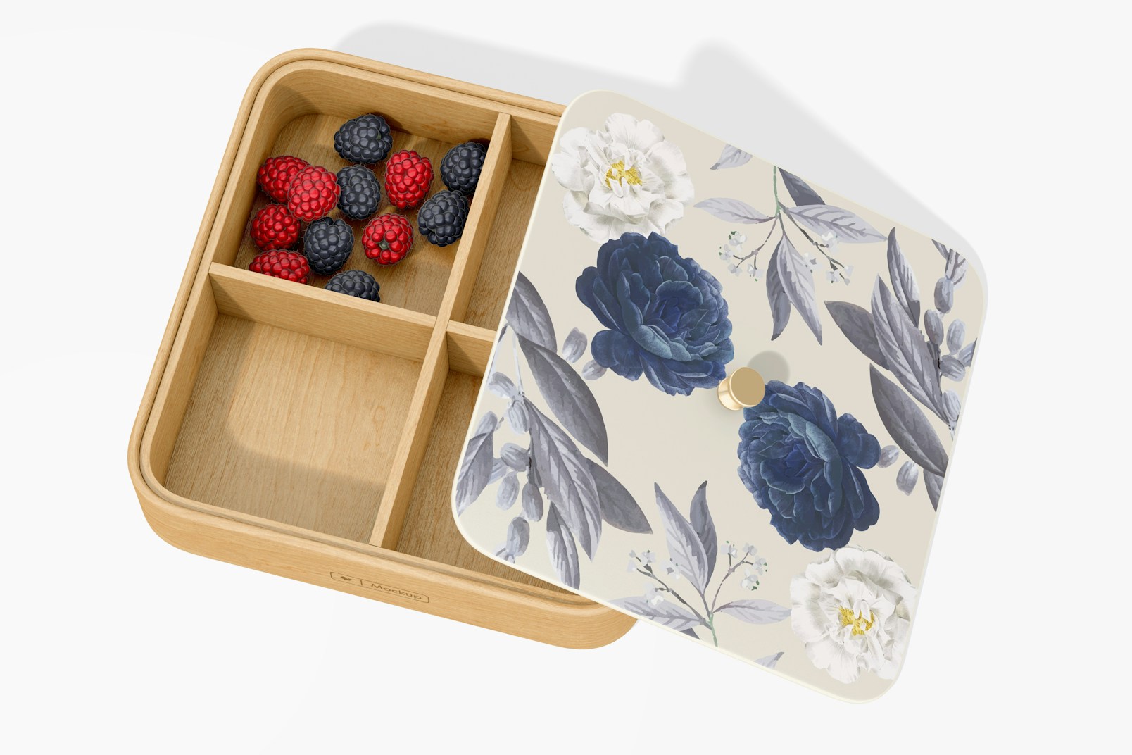 Compartment Tray with Lid Mockup, Top View
