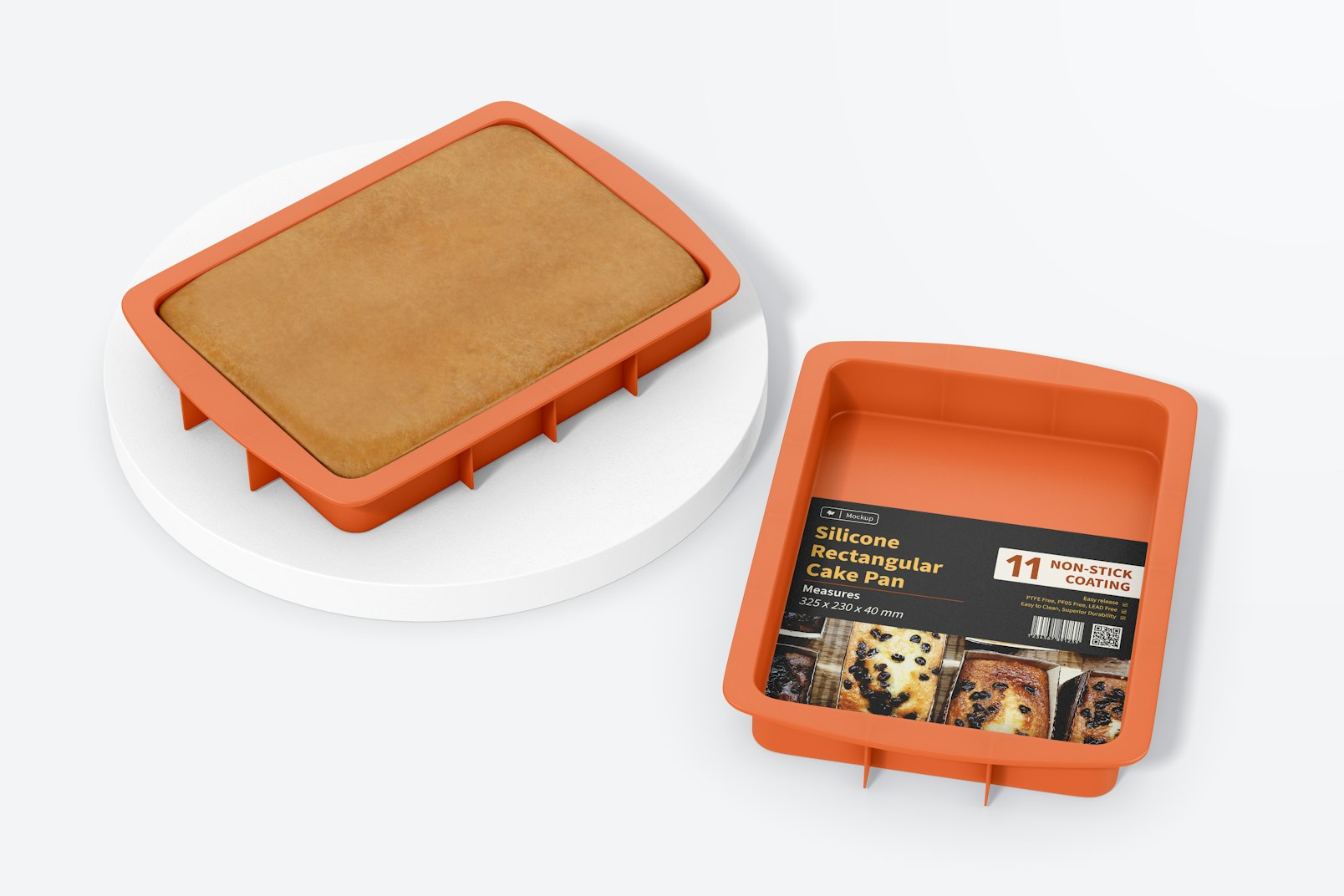 Silicone Rectangular Cake Pans Mockup, Up and Down