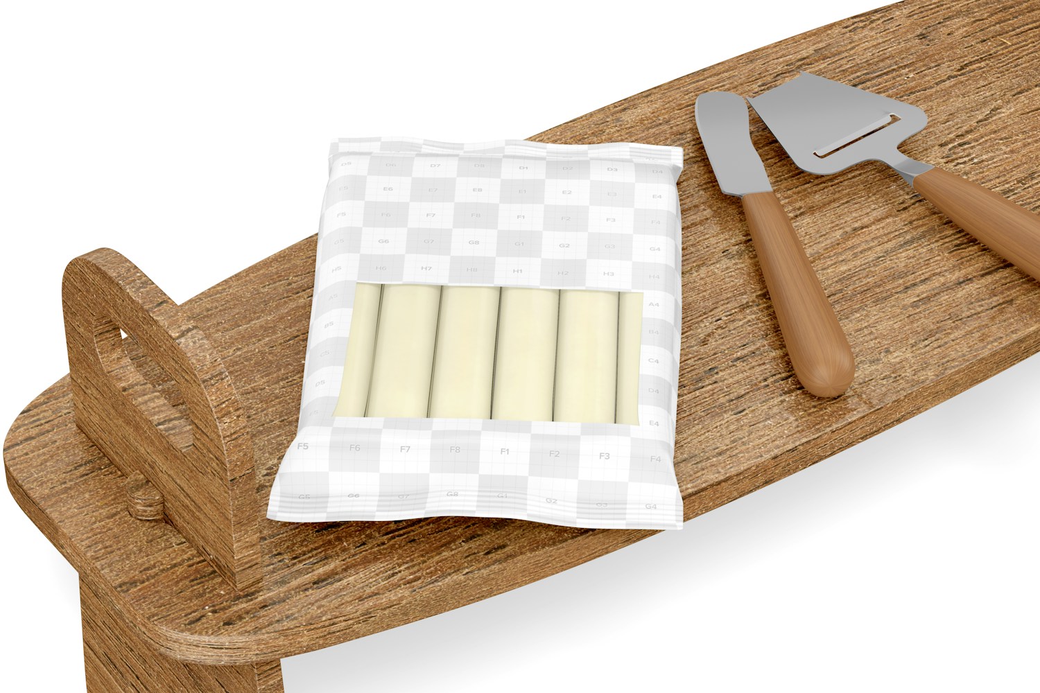 String Cheese Packaging Mockup, on Plate