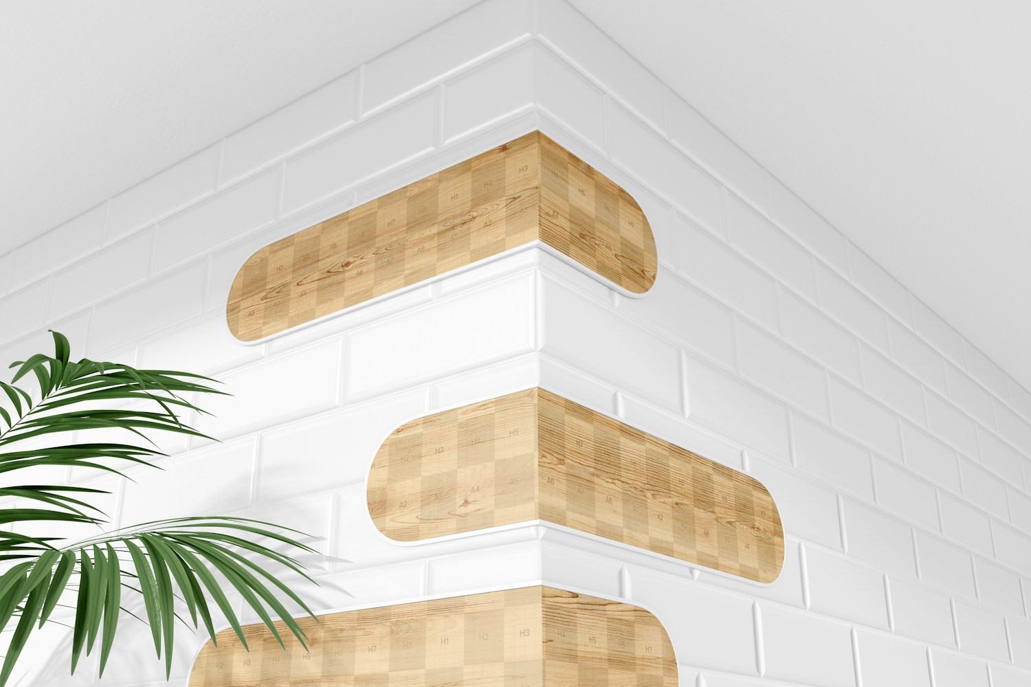 Wood Wall Signs Mockup, Low Angle View