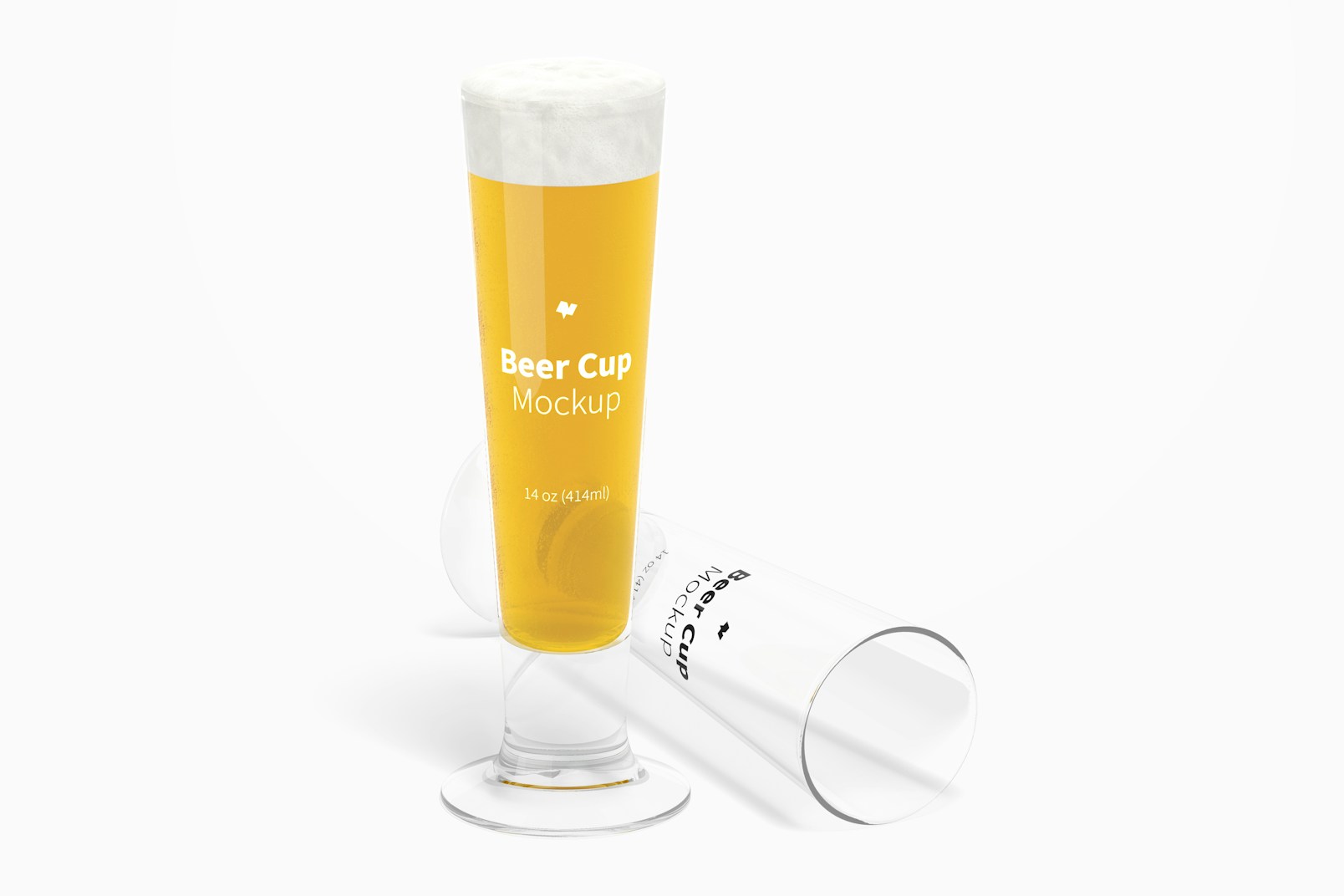 14 oz Glass Beer Cups Mockup, Dropped