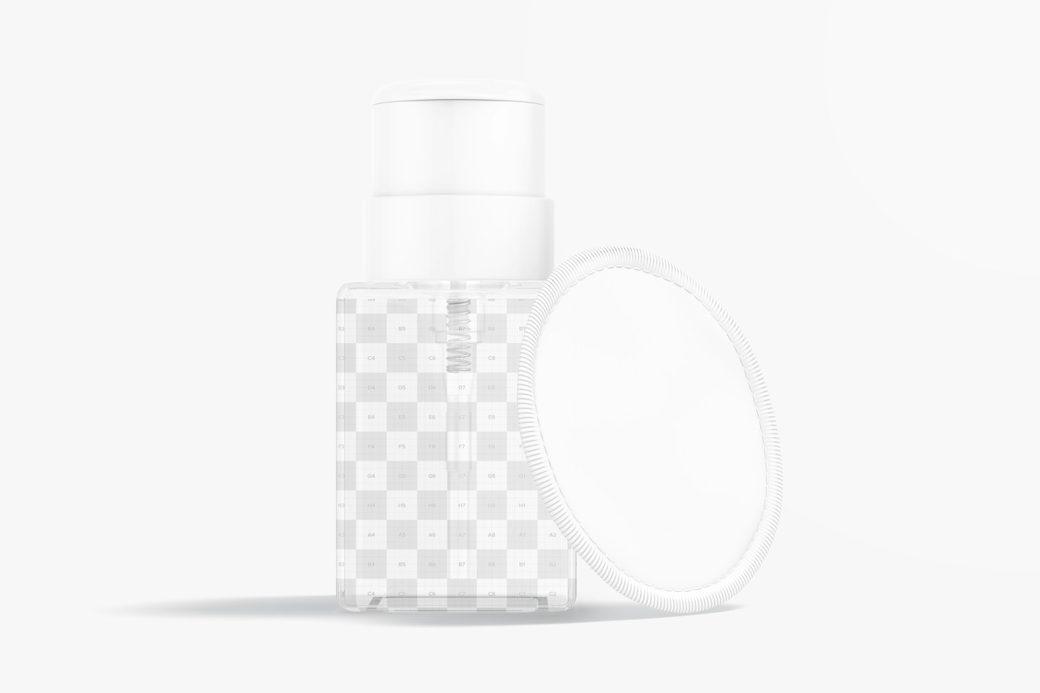 Square Squeeze Pump Bottle Mockup, Front View Square Squeeze Pump Bottle Mockup, Front View