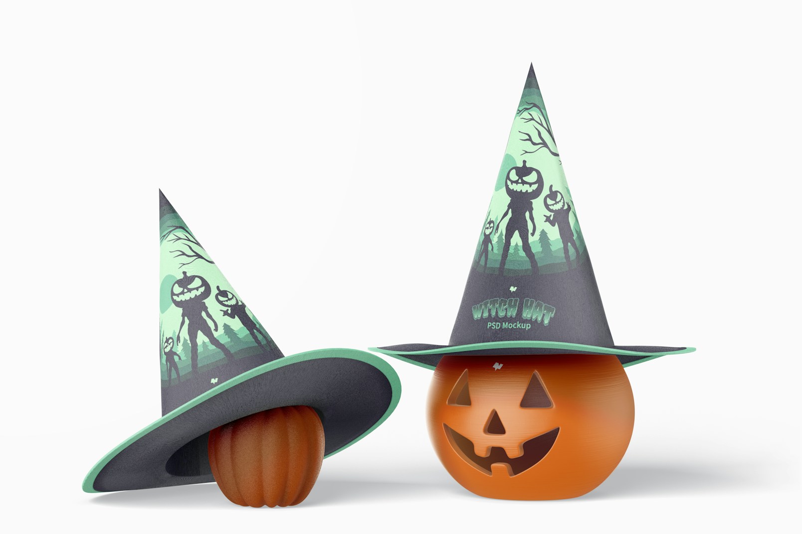 Witch Hats with Pumpkins Mockup