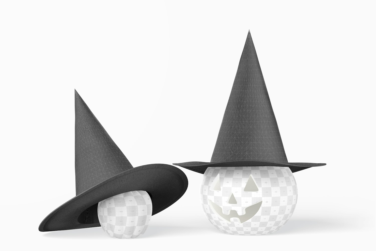 Witch Hats with Pumpkins Mockup