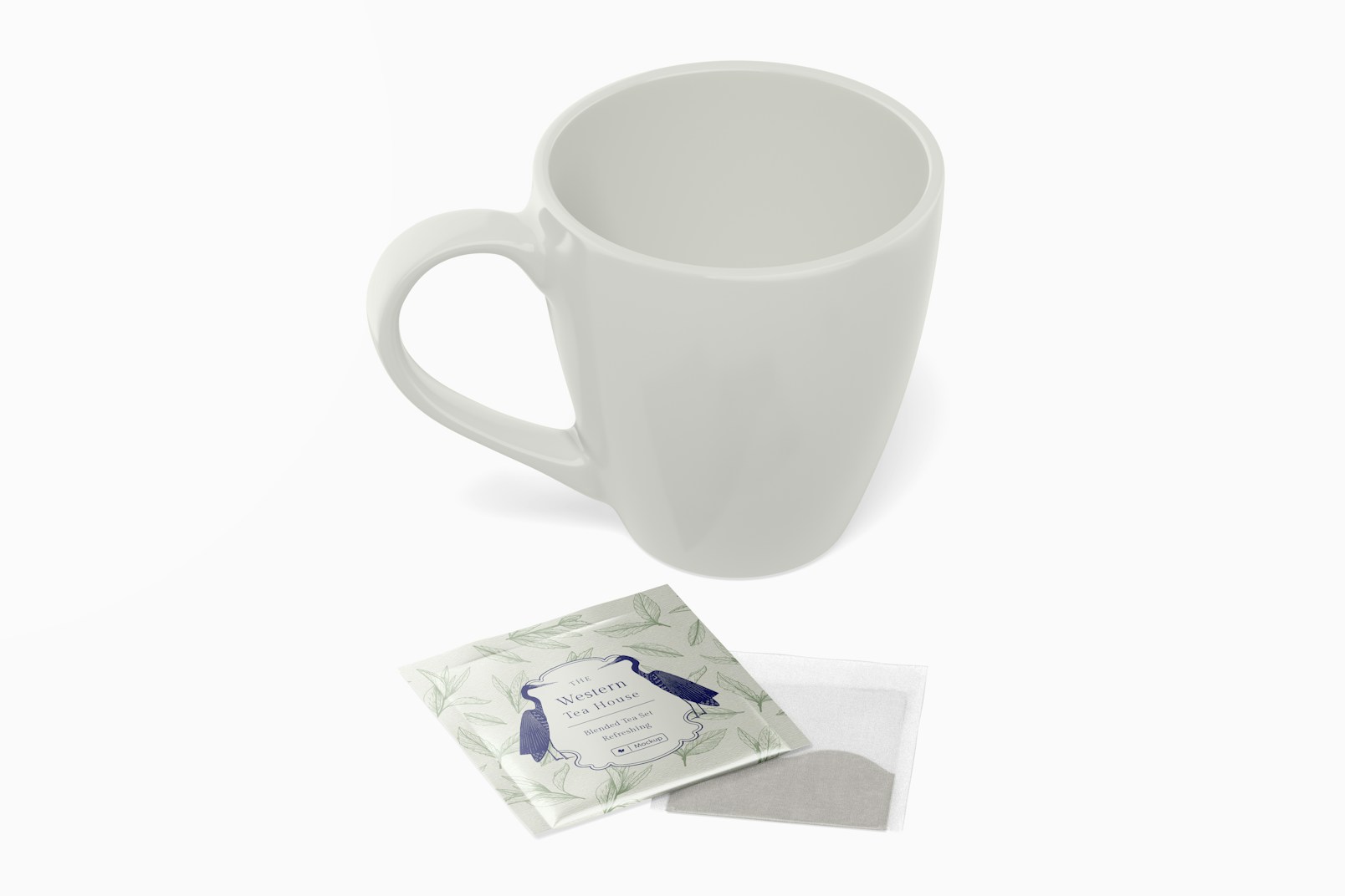 Individual Tea Bag Mockup, With Mug
