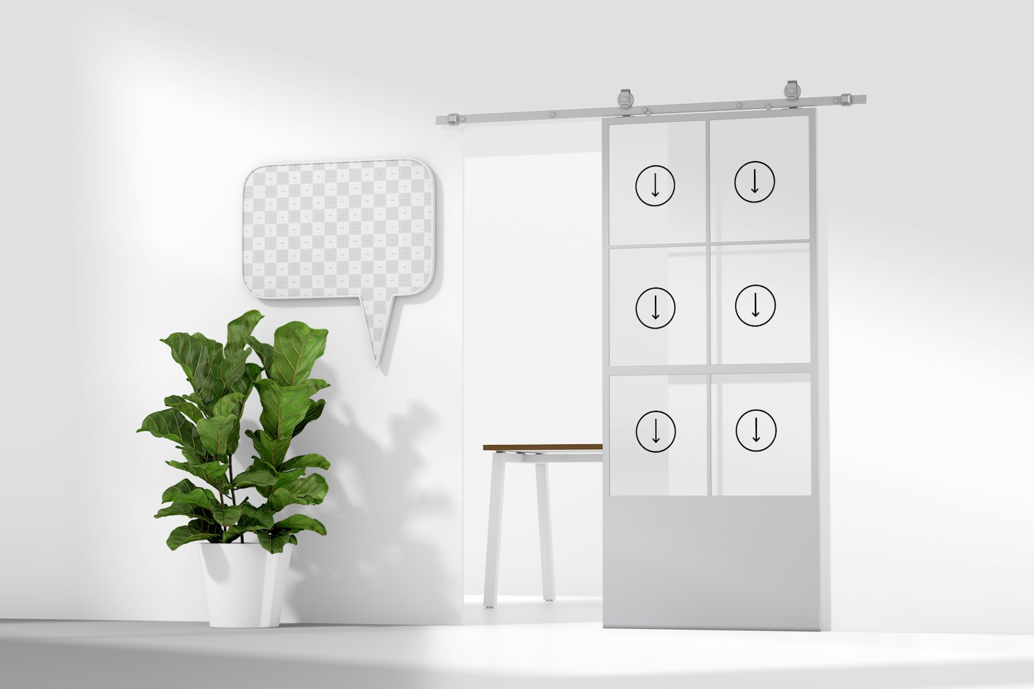 Sliding Coworking Door Mockup, Low Angle View Sliding Coworking Door Mockup, Low Angle View