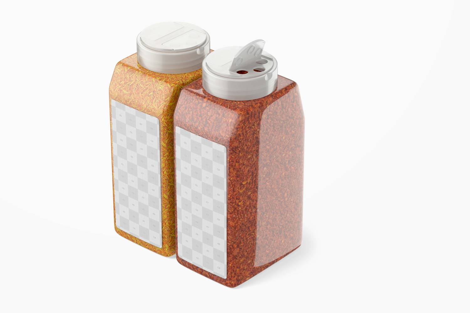 16 oz Clear PET Spice Bottles Mockup, Closed and Opened 16 oz Clear PET Spice Bottles Mockup, Closed and Opened