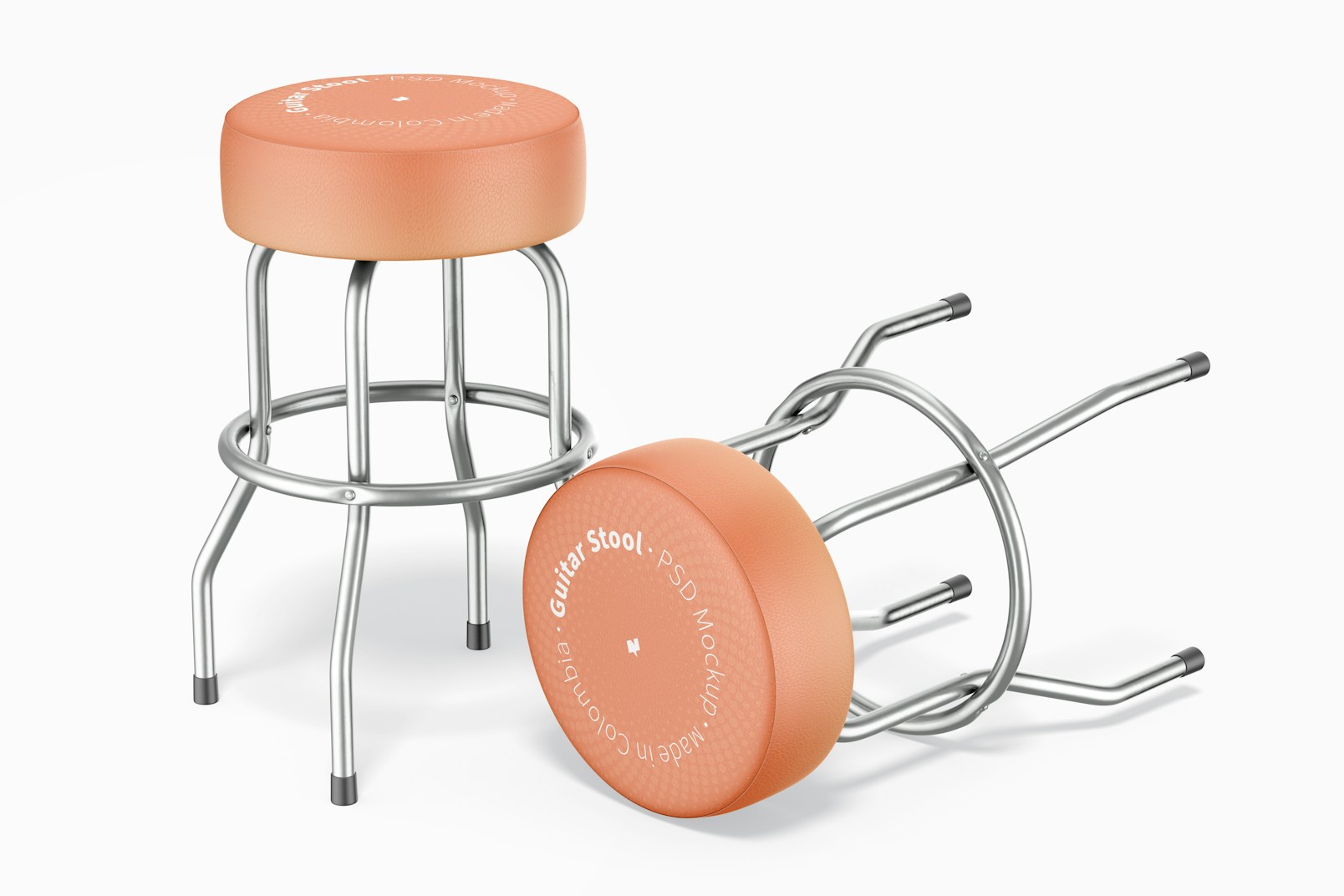 Guitar Stools Mockup, Standing and Dropped