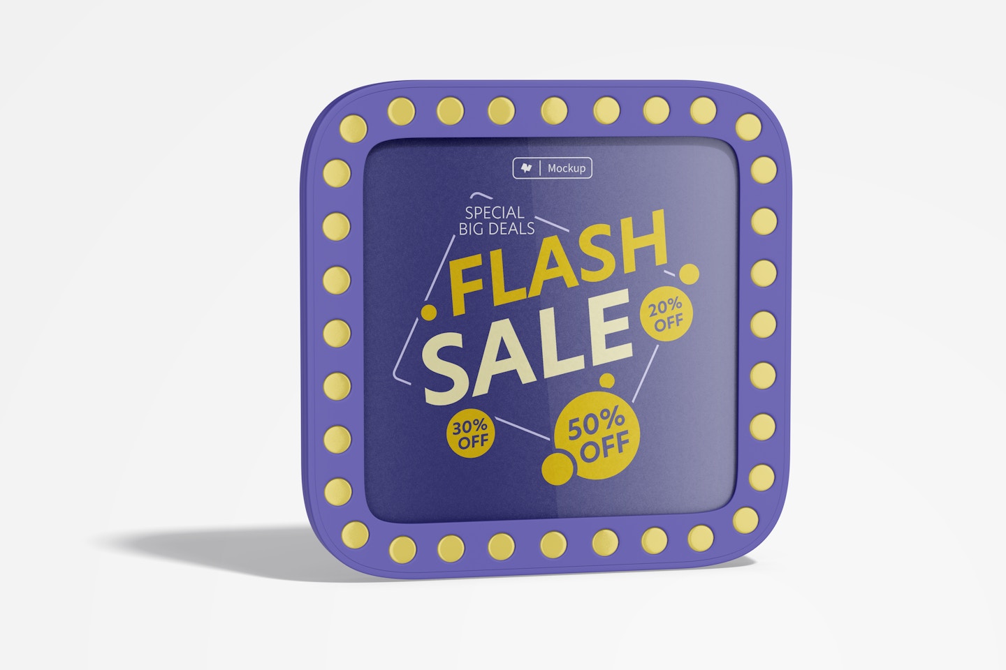 Luminous Square Promotional Sign Mockup, Side View