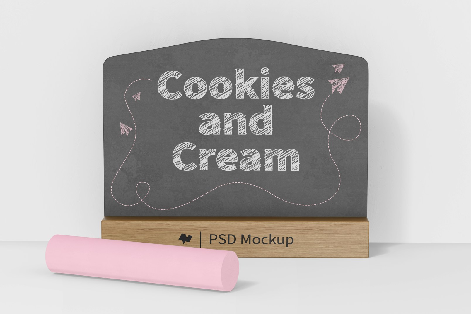 Chalkboard Sign with Base Stand Mockup, Front View