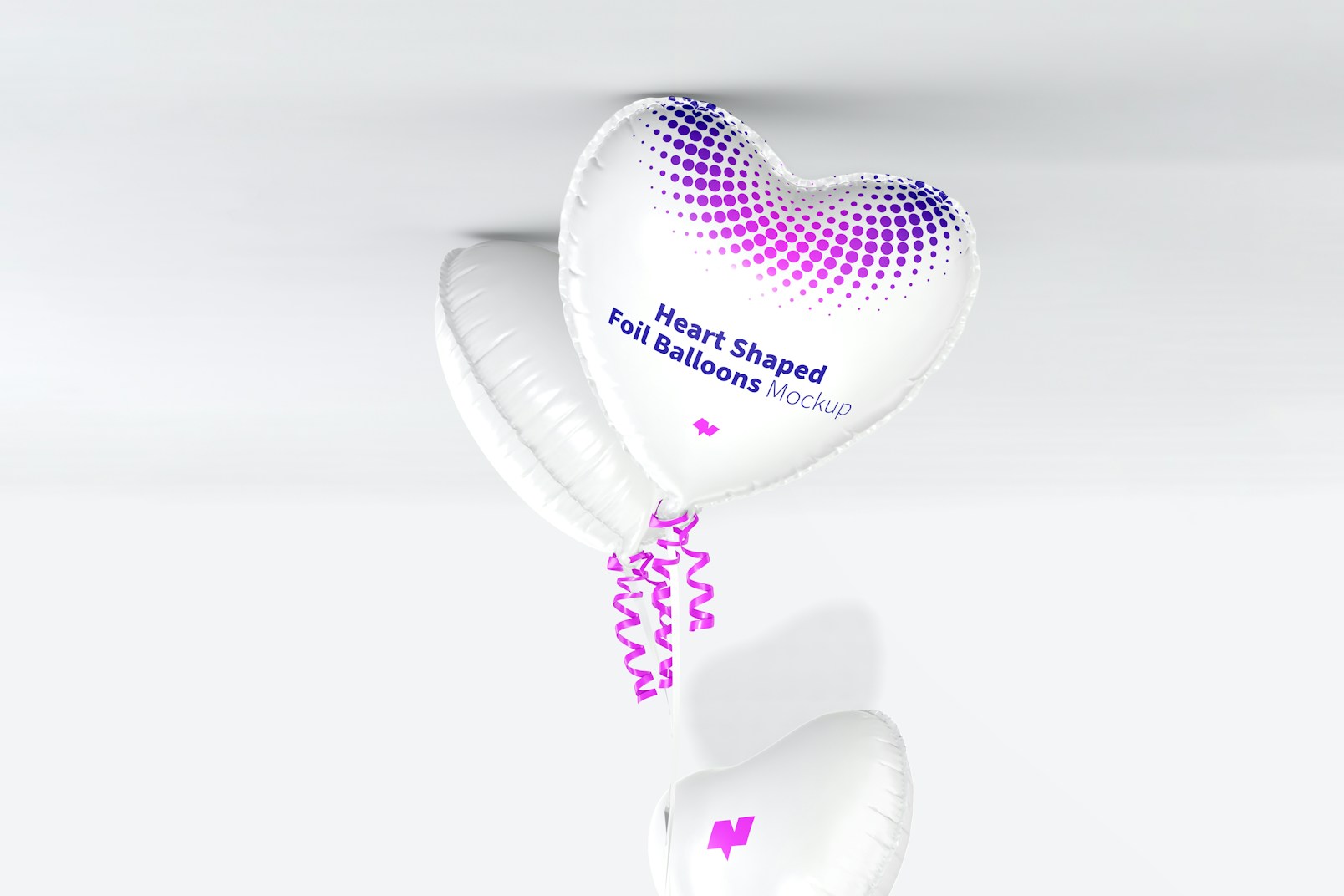Heart Shaped Foil Balloons Mockup, Floating