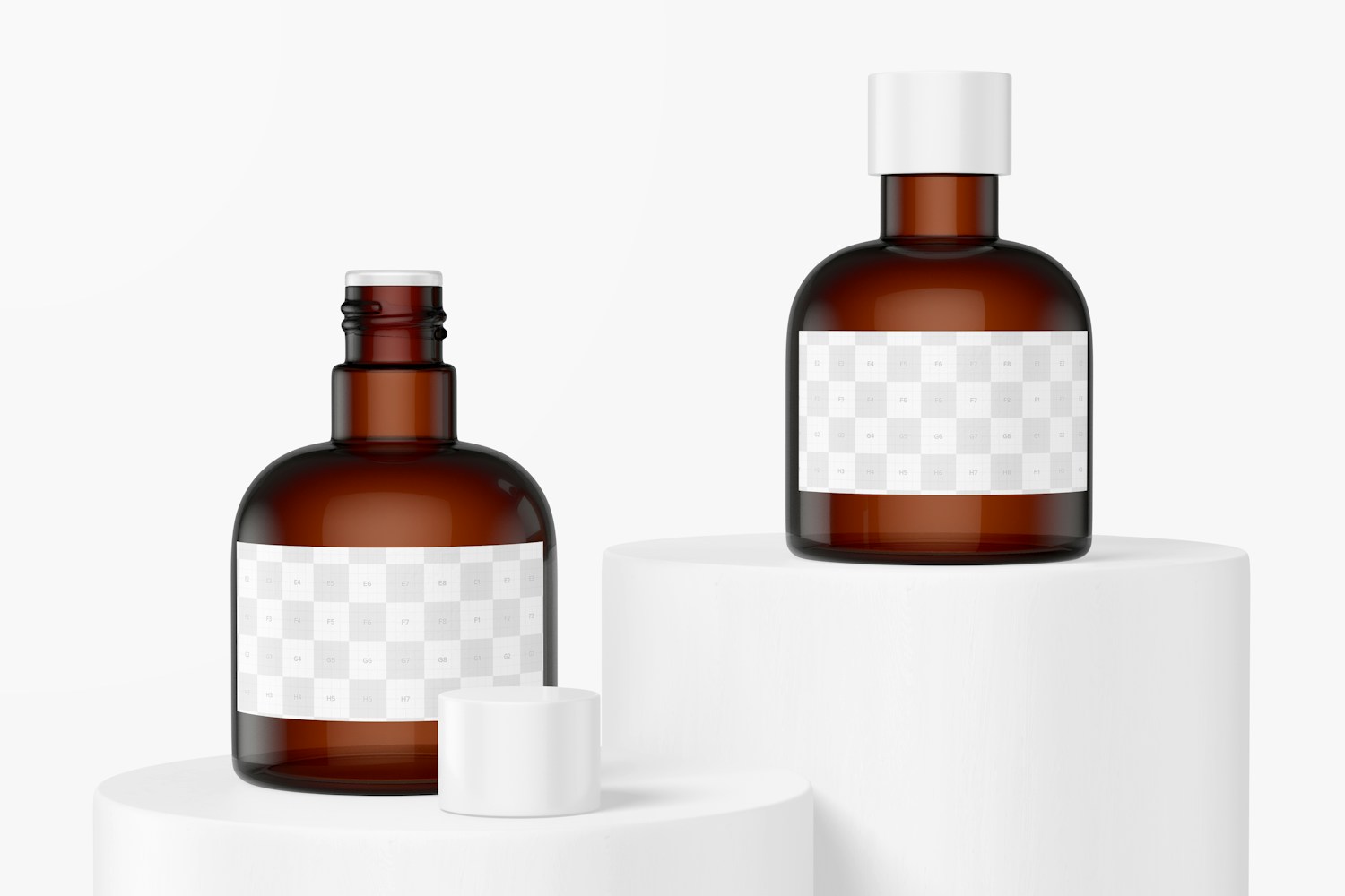 5.7 Oz Oil Bottles Mockup, Opened and Closed