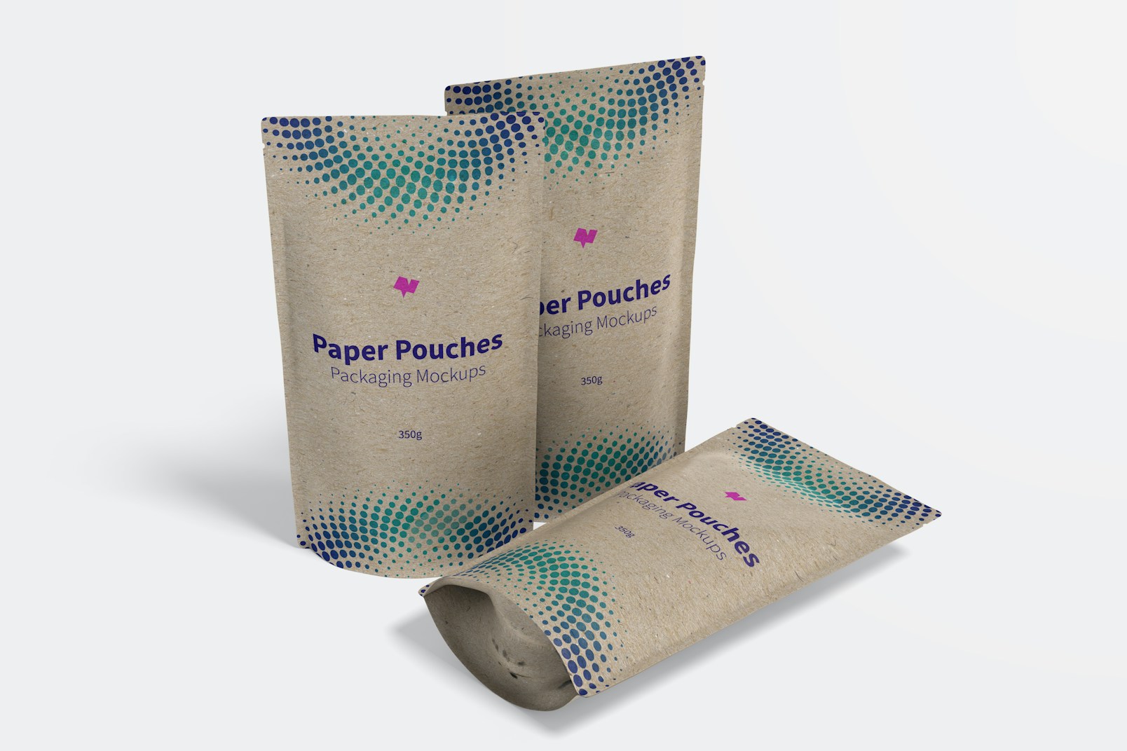 Paper Pouch Packaging Mockup, Dropped
