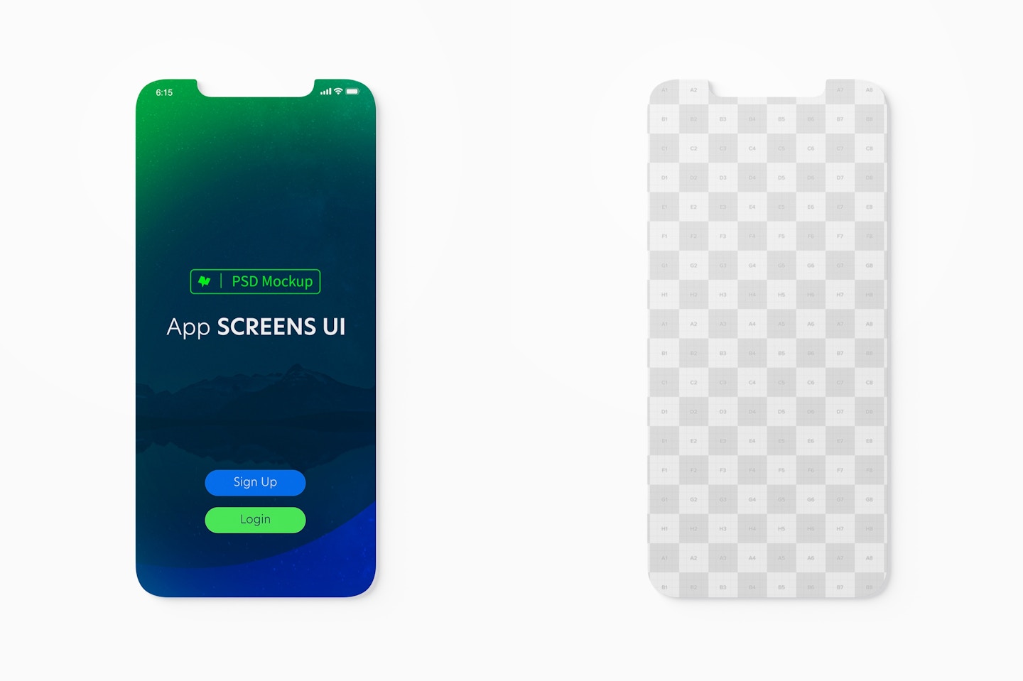 App Screens UI Mockup, Top View