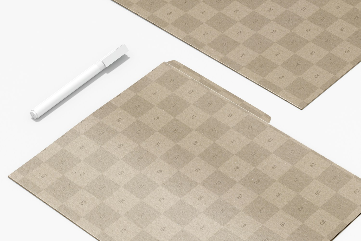 Kraft Folders Mockup, Close Up Kraft Folders Mockup, Close Up