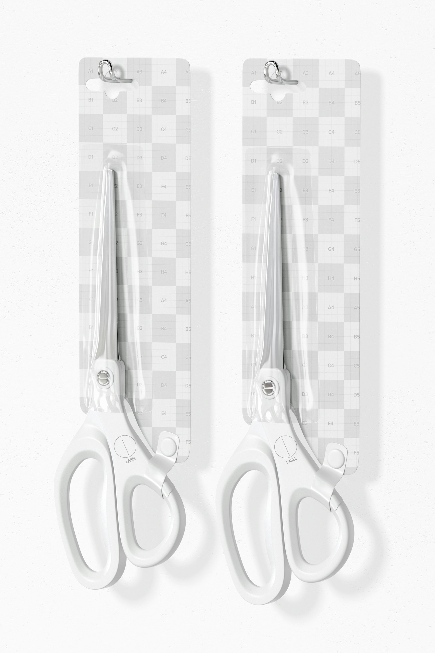 Scissors Blister Mockup, Hanging on Wall Scissors Blister Mockup, Hanging on Wall