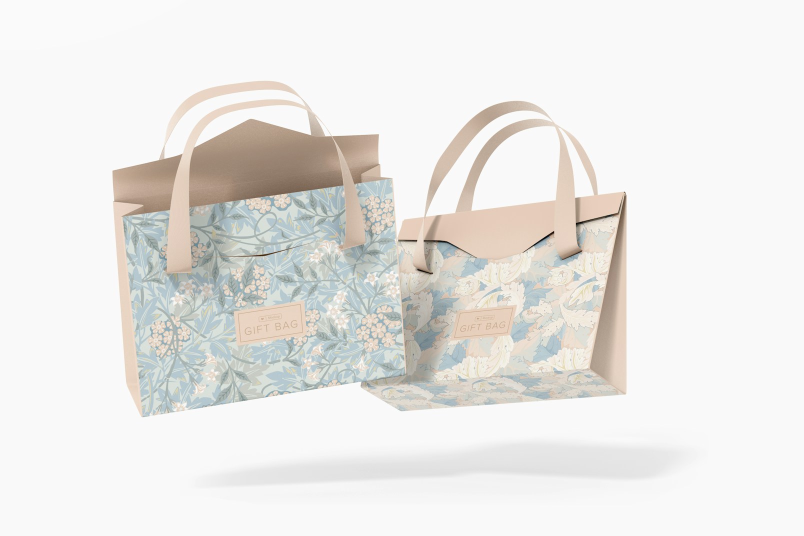 Gift Bags with Flap Mockup, Floating