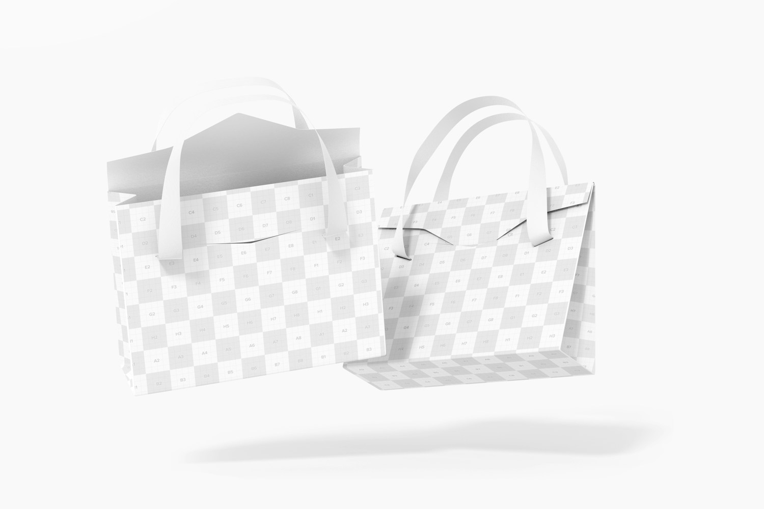 Gift Bags with Flap Mockup, Floating