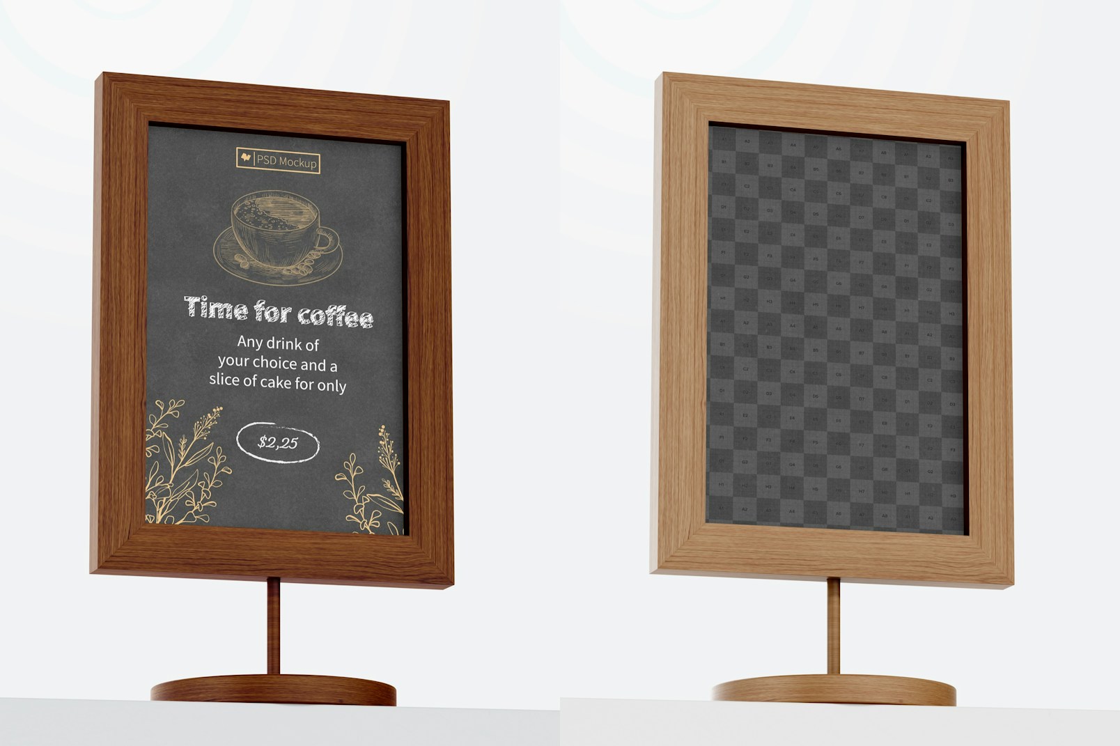 Table Board Sign Mockup, Low Angle View