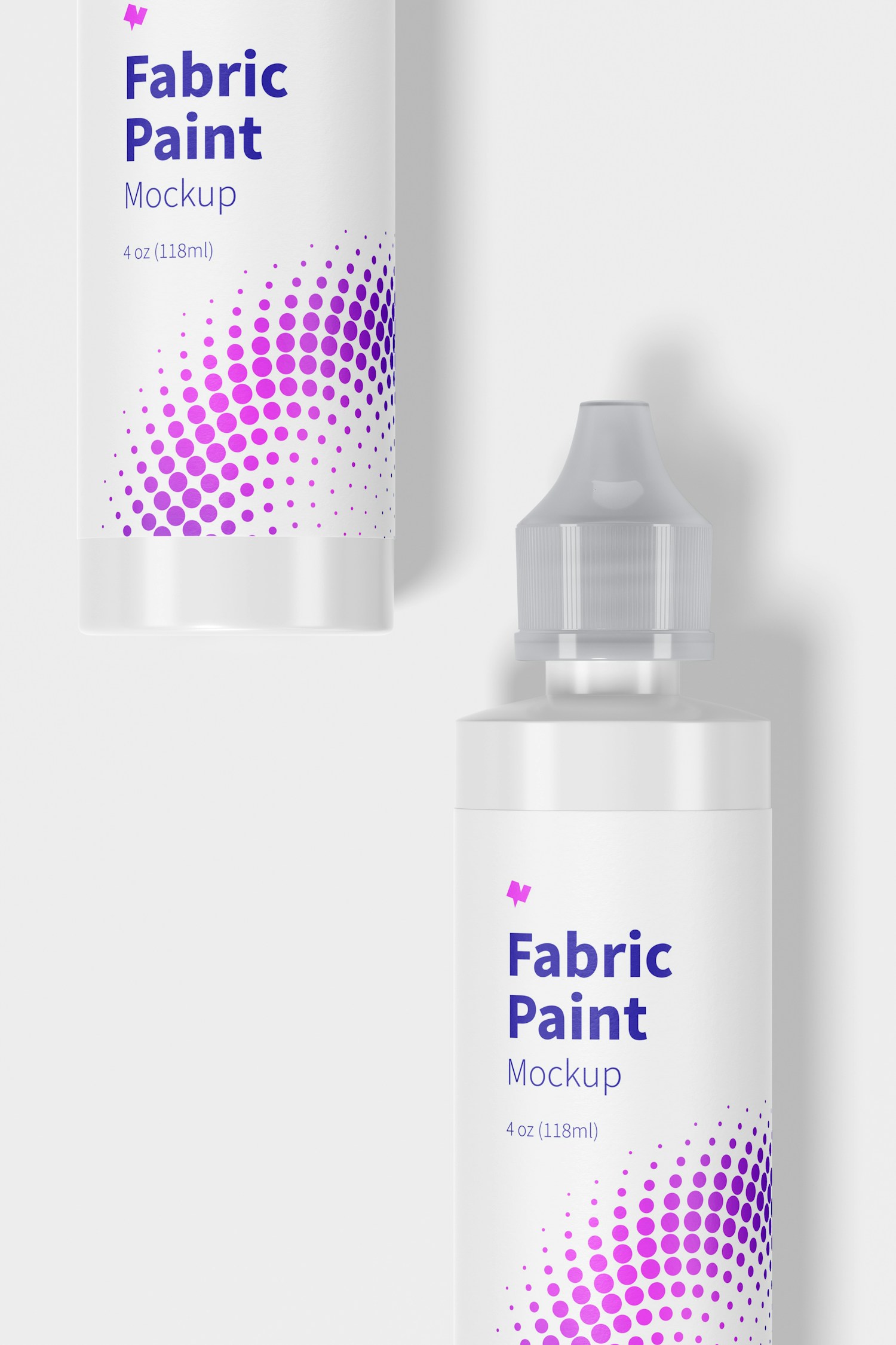 4 oz Fabric Paint Bottles Mockup, Top View