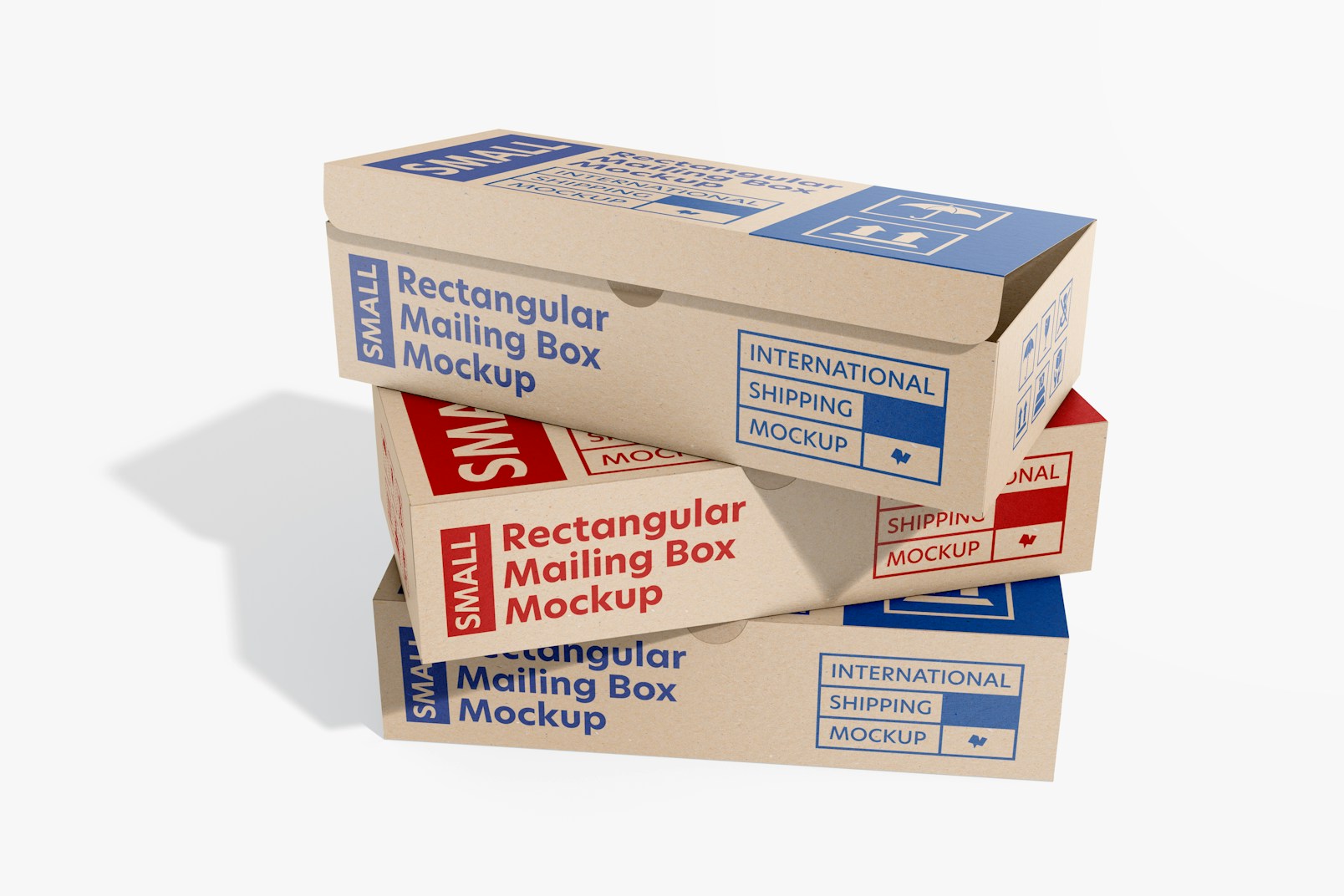 Rectangular Mailing Boxes Mockup, Stacked